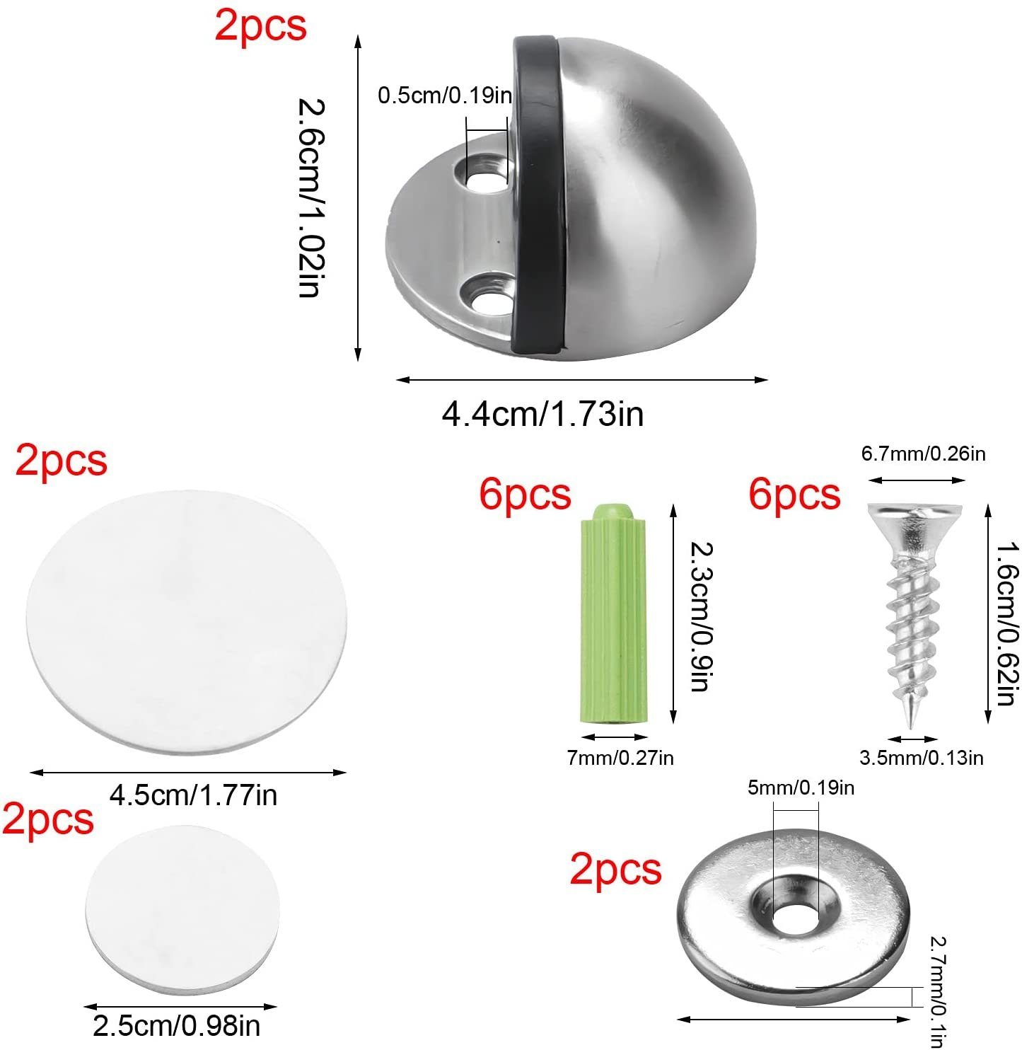 COOL-i ® Bodentürstopper Edelstahl Türstopper, Selbstklebender Metall Magnet Türstopper, für Glastüren Balkontüren 2er Set – Bild 3 von 5