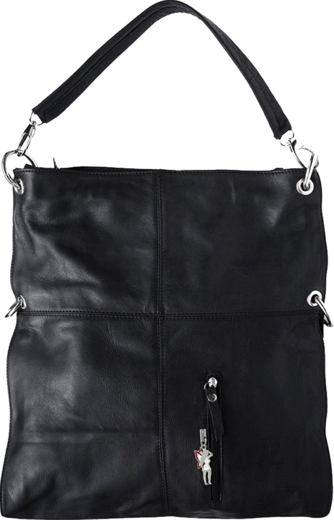 FLORENCE Beuteltasche OTF102X Florence Damen Beuteltasche (Schultertasche), Damen Leder Schulter- Beuteltasche, schwarz ca. 37cm