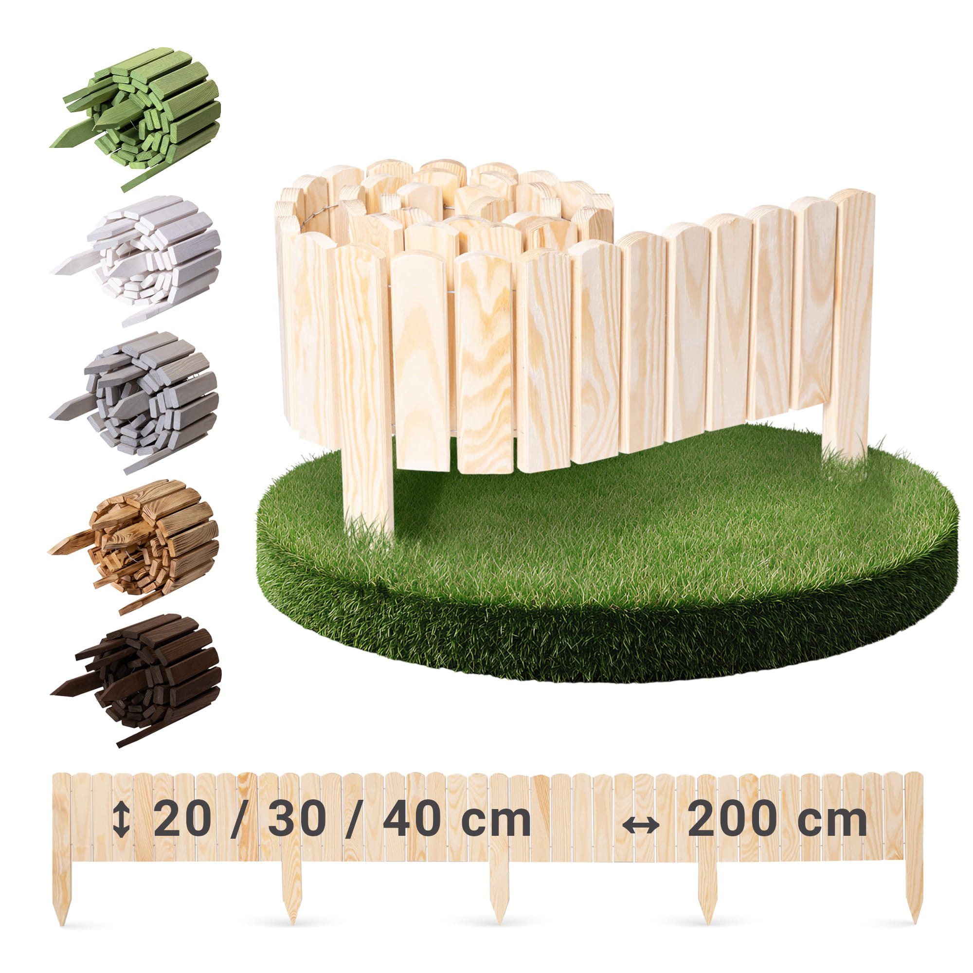 BooGardi Beetumrandung Rollborder, LxH: 200x20 cm, 3 Höhen Beeteinfassung Beetrolli Steckzaun Zaun