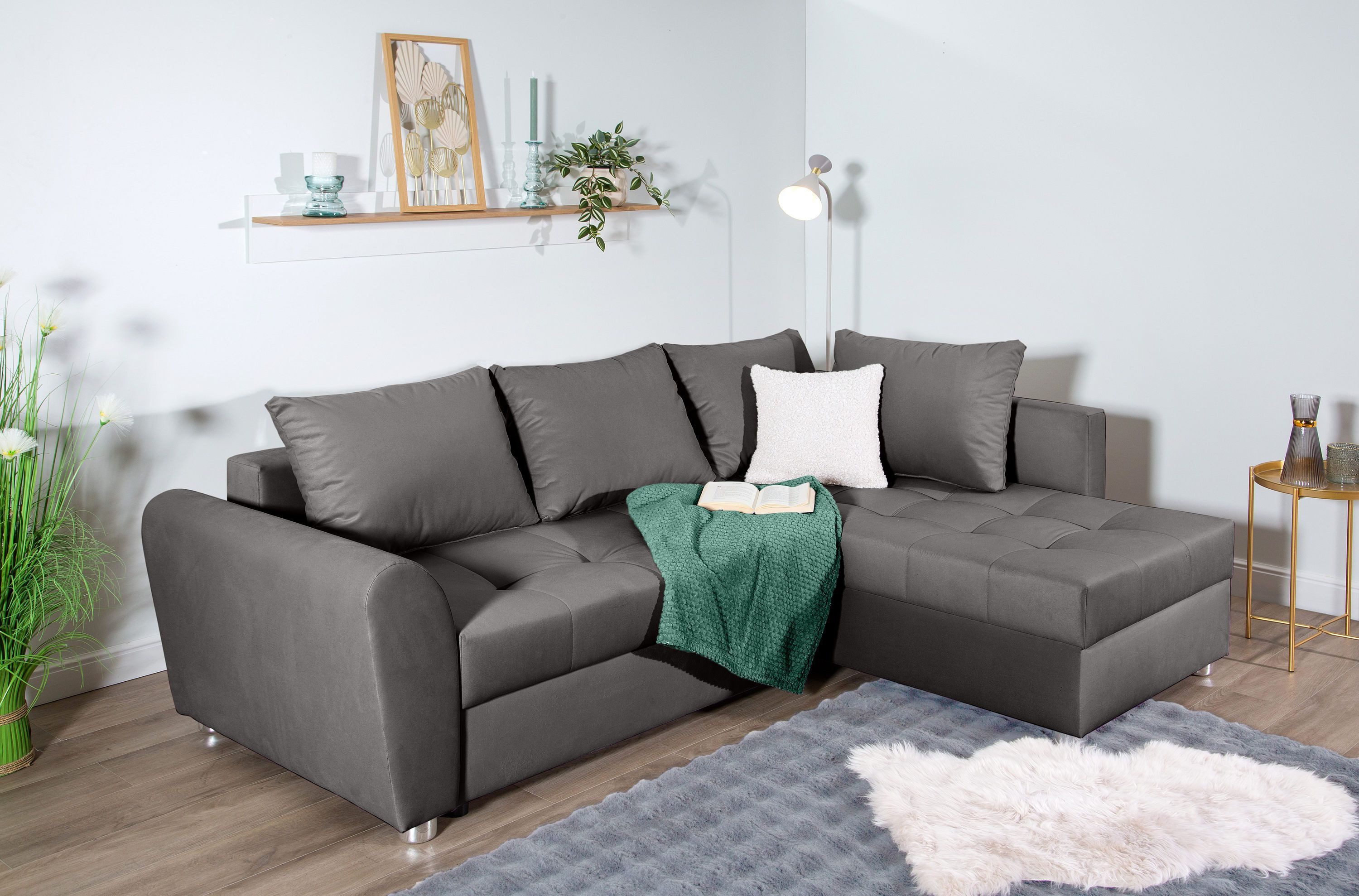 COLLECTION AB Ecksofa Jana L-Form, inkl. Bettfunktion,Bettkasten und Bonnelfederkern