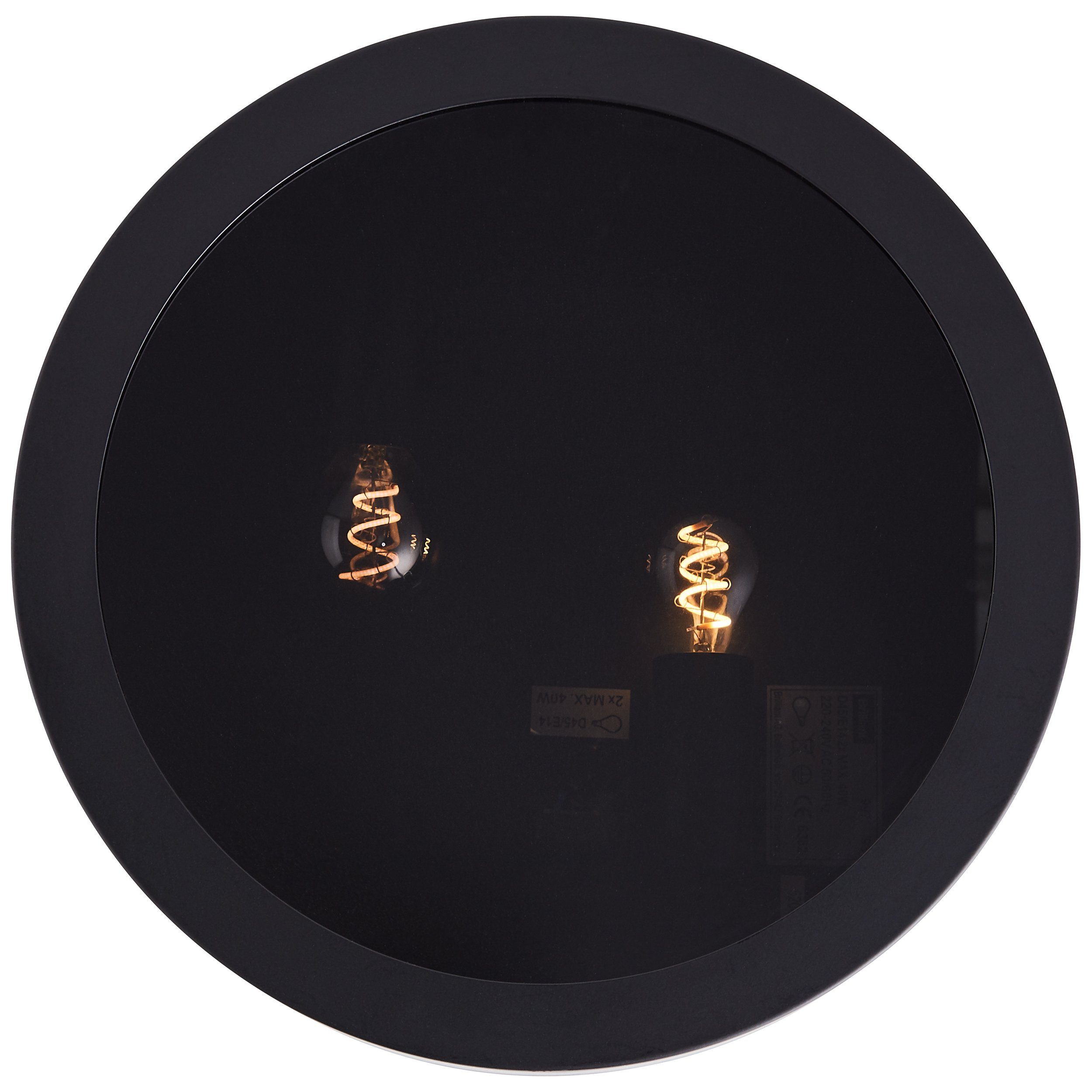 E14, Deckenleuchte 2 Metall/Rauchglas, cm, x 31 x 6 schwarz Sandros, ohne Brilliant Leuchtmittel,