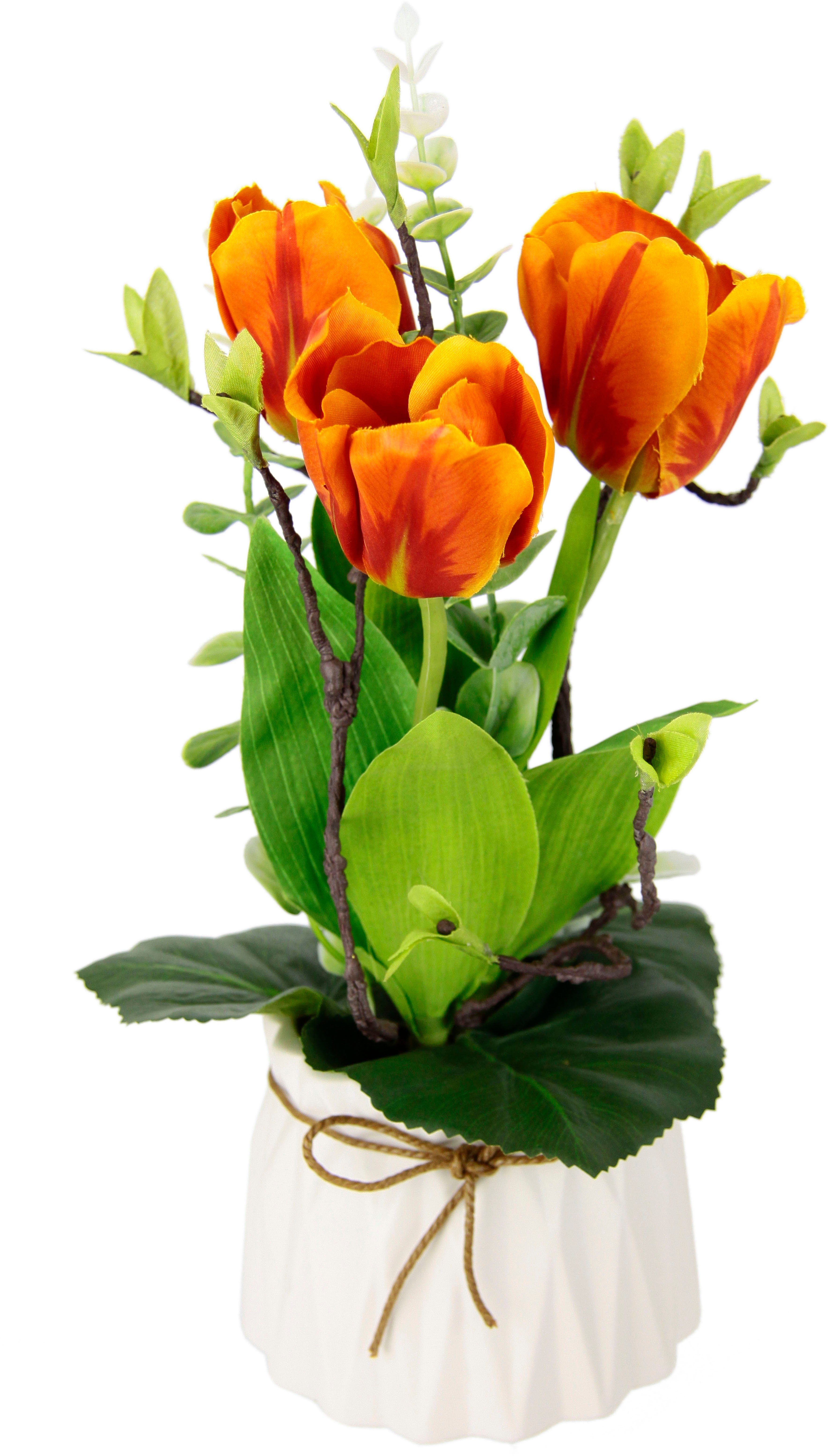 Kunstblume Tulpen, I.GE.A., Höhe 32 cm, Im Topf aus Keramik Gesteck Künstliche Frühlingsblume