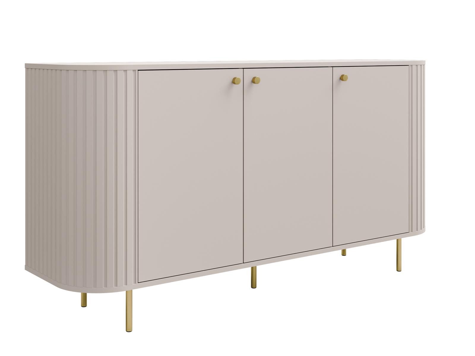 Kommode japandi mit Lamellen, Eiche cremona, beige Breite: 165 cm OVI