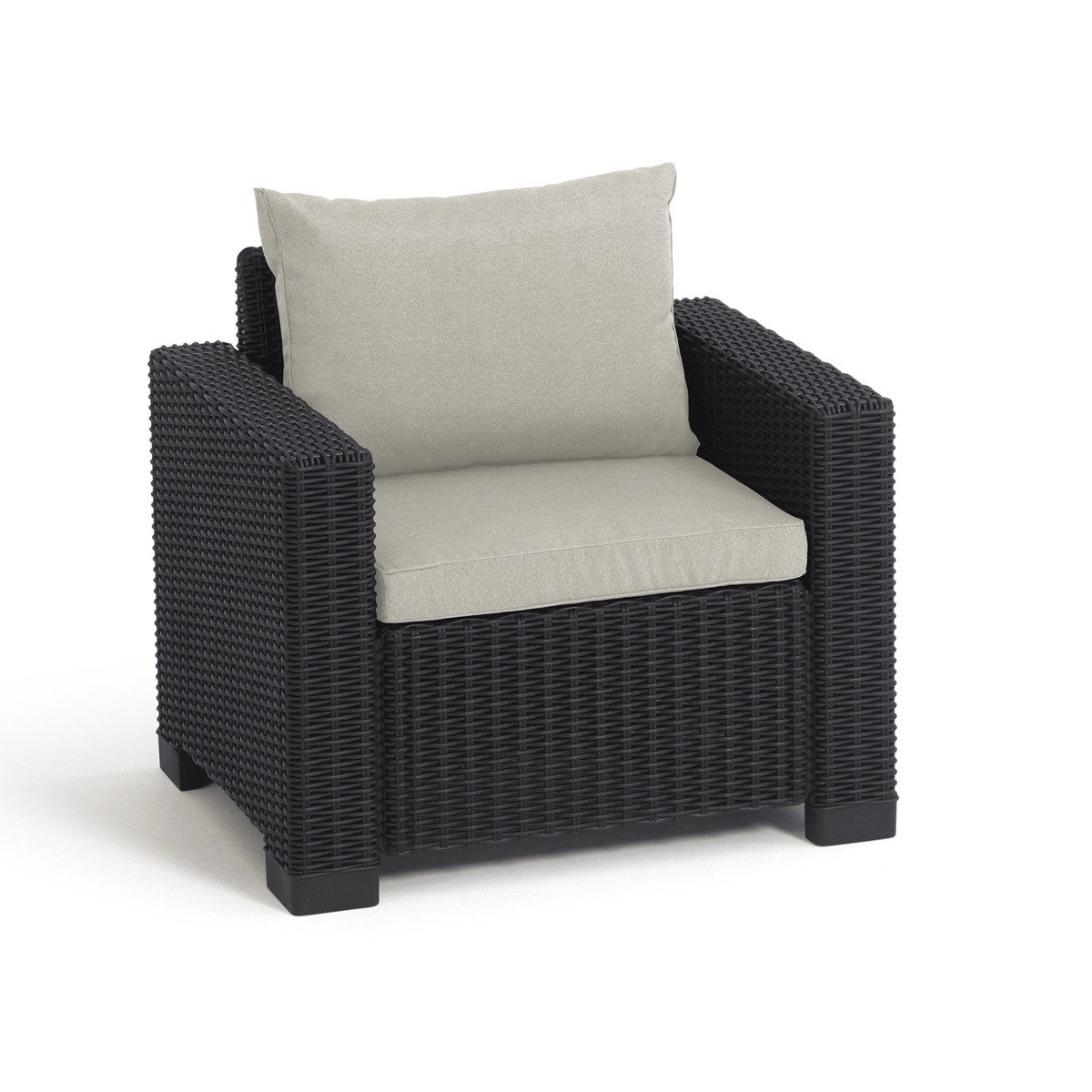 Allibert Gartensessel California anthrazit mit Kissen Sand - Rattanoptik, wetterfest