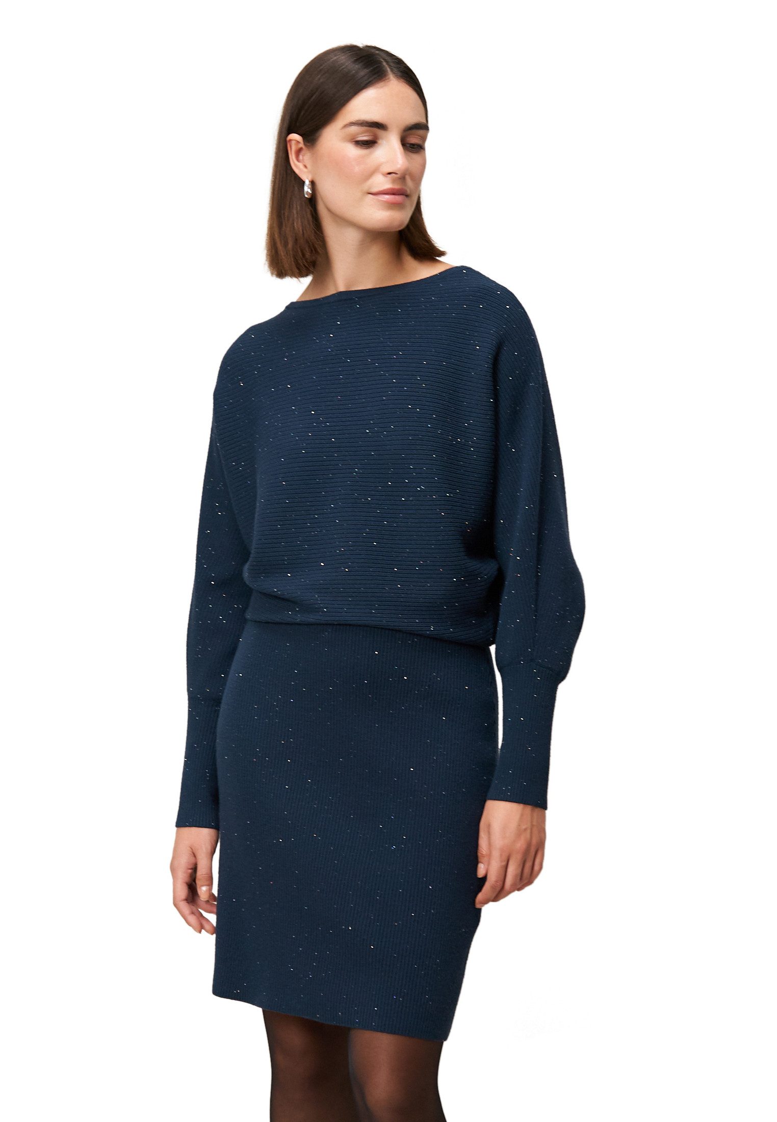 Zero Strickkleid Damen Strickkleid mit Pailletten Pailletten