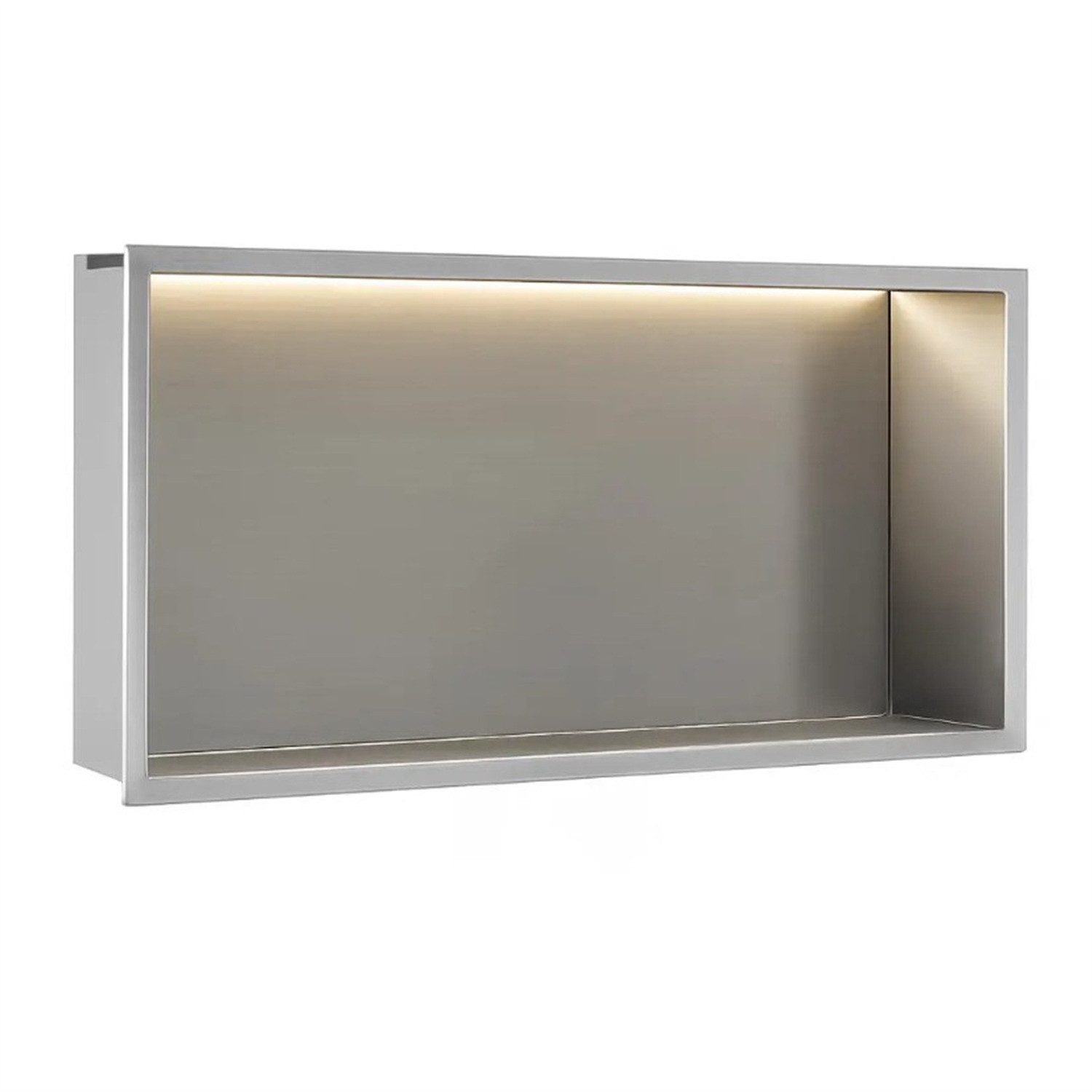wohnwerk.idee Badregal LED Wandnische 30x60 cm Edelstahl mit Beleuchtung, IP66, Edelstahl AISI 304, integrierte LED-Beleuchtung
