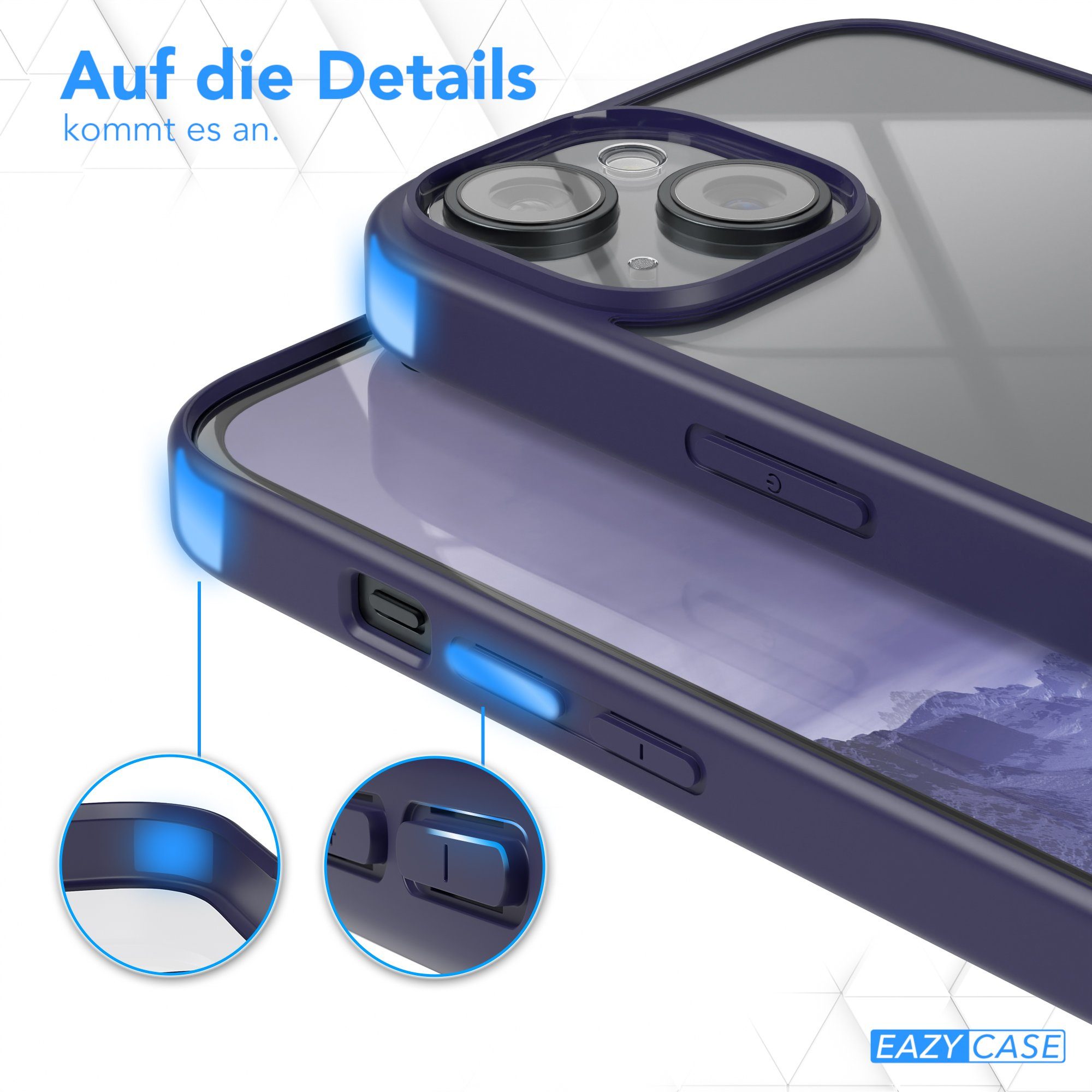 EAZY CASE Handyhülle Bumper Case für Apple iPhone 15 6,1 Zoll, Schutzhülle kratzfest Slim Cover Transparent Hybrid Handyhülle Lila – Bild 4 von 5