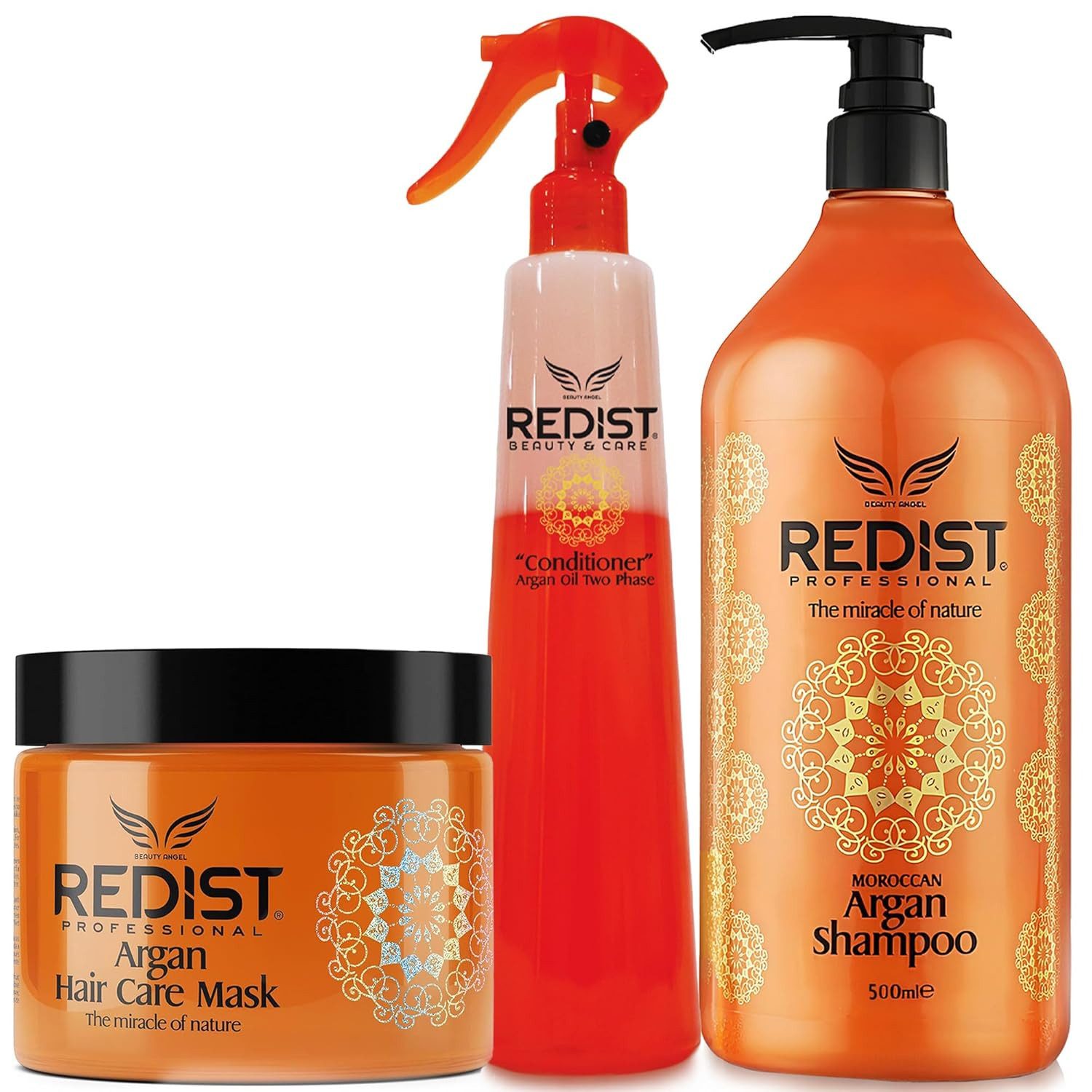 Redist Haarpflege-Set Argan Pflege-Set - Shampoo + Haarkur + Conditioner, Spar-Set, 3-tlg.