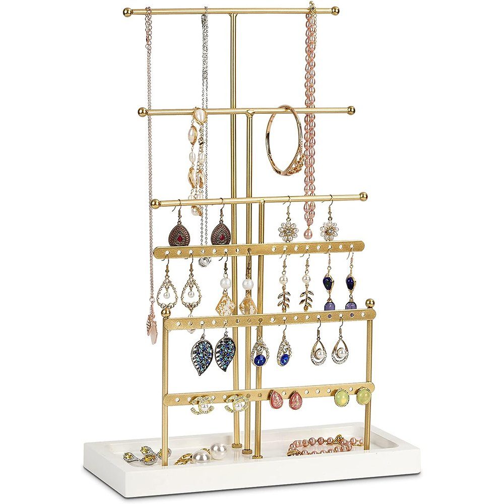 NUODWELL Schmuckständer Schmuck Organizers, Schmuckständer für Halskette, Armband, Ohrringe Gold