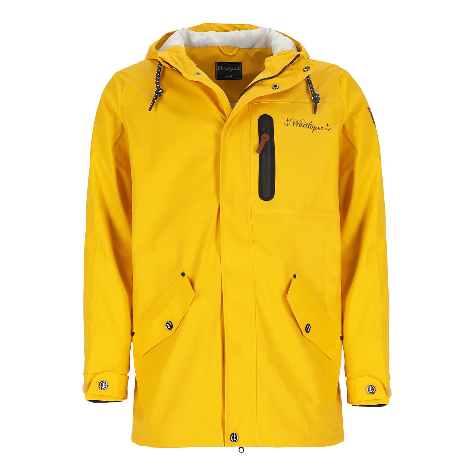 Wattlöper Regenmantel 62213 Herren Regenjacke Regenparka - Parka mit weicher Beschichtung Verschweißte Nähte, Abgedeckter Frontreißverschluss, Kordelzug-Kapuze