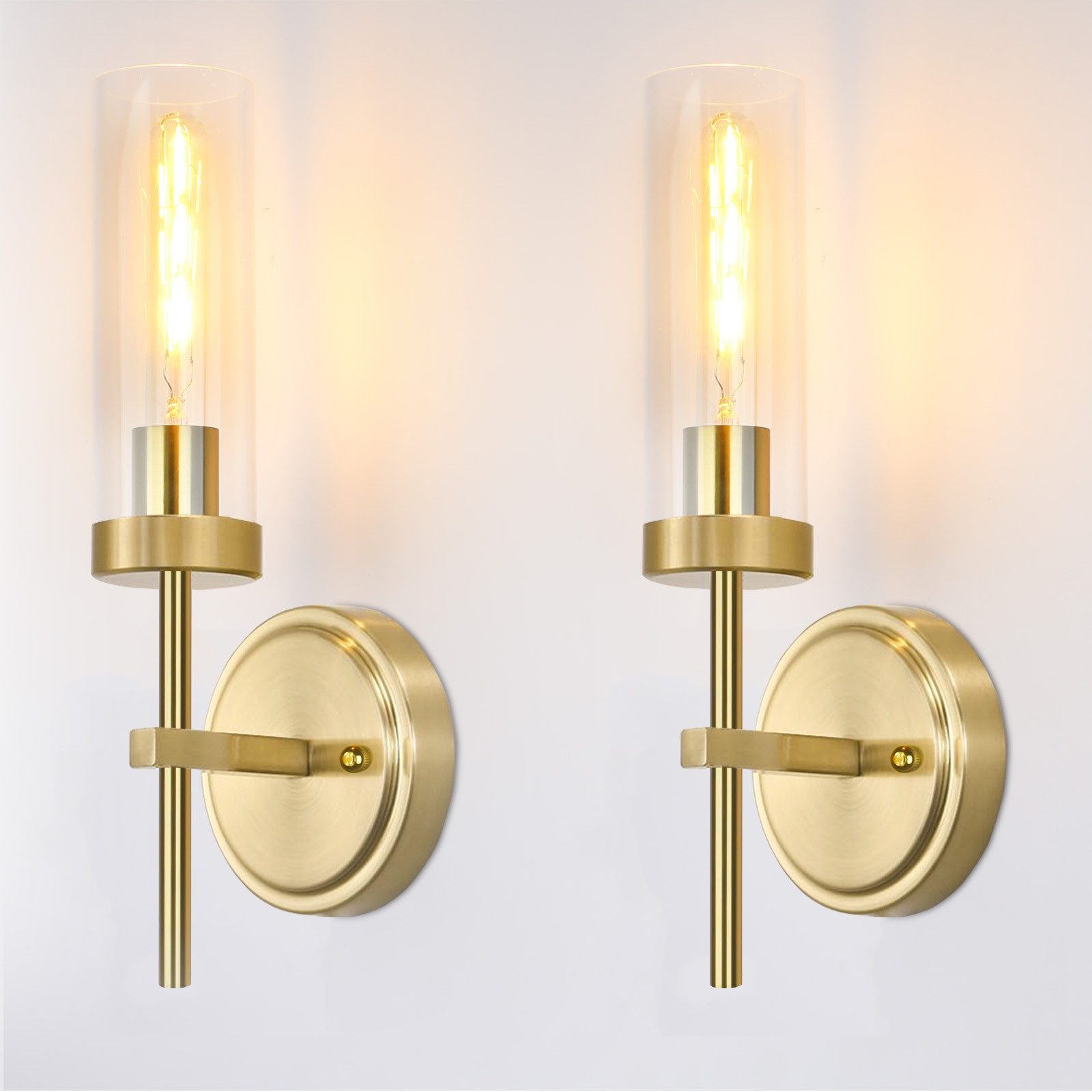 POPOLIC Wandleuchte Badezimmer-Wandleuchten-Set (2 Stück), modernes Wandleuchten-Set, fest verdrahtet, Badezimmer-Waschtischleuchte, klares Glas, geeignet für Wohnzimmer, Flur, Spiegel, Schlafzimmer, Treppen