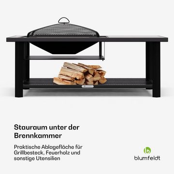 blumfeldt Feuerschale Merano Rectangular L, (Set, Set), Garten Grill Tisch Funkenschutz Feuerkorb Feuerstelle Outdoor