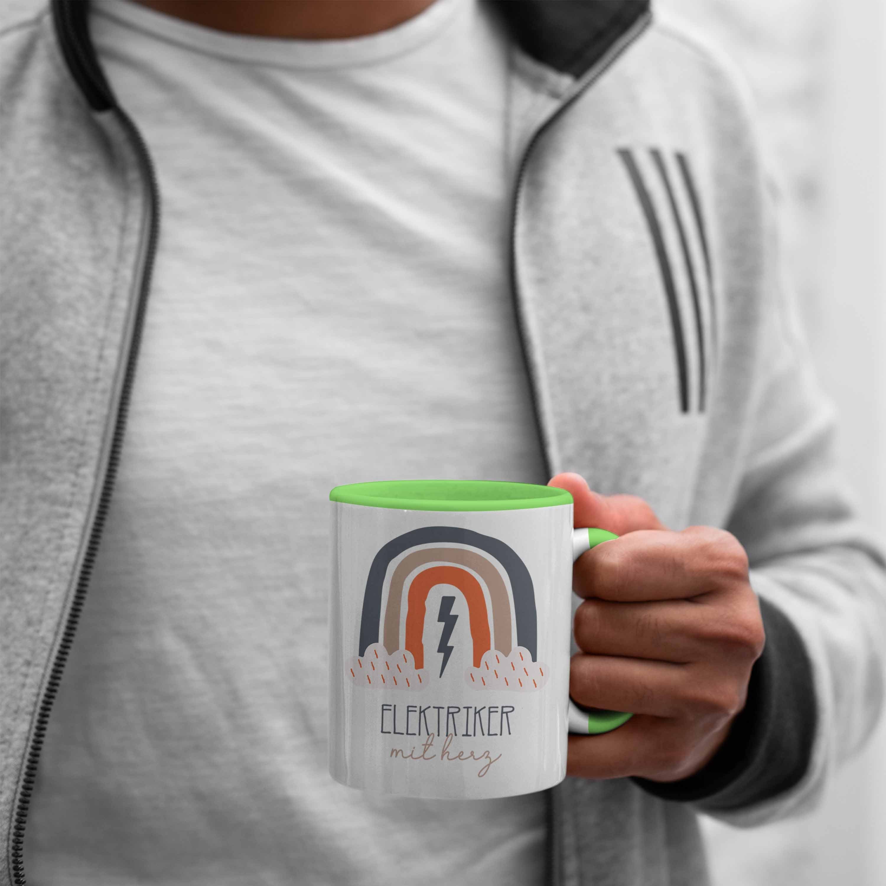 Danke Kaffeetassse Grün Elektri Geschenk für Trendation Tasse Geschenkidee Elektriker Tasse