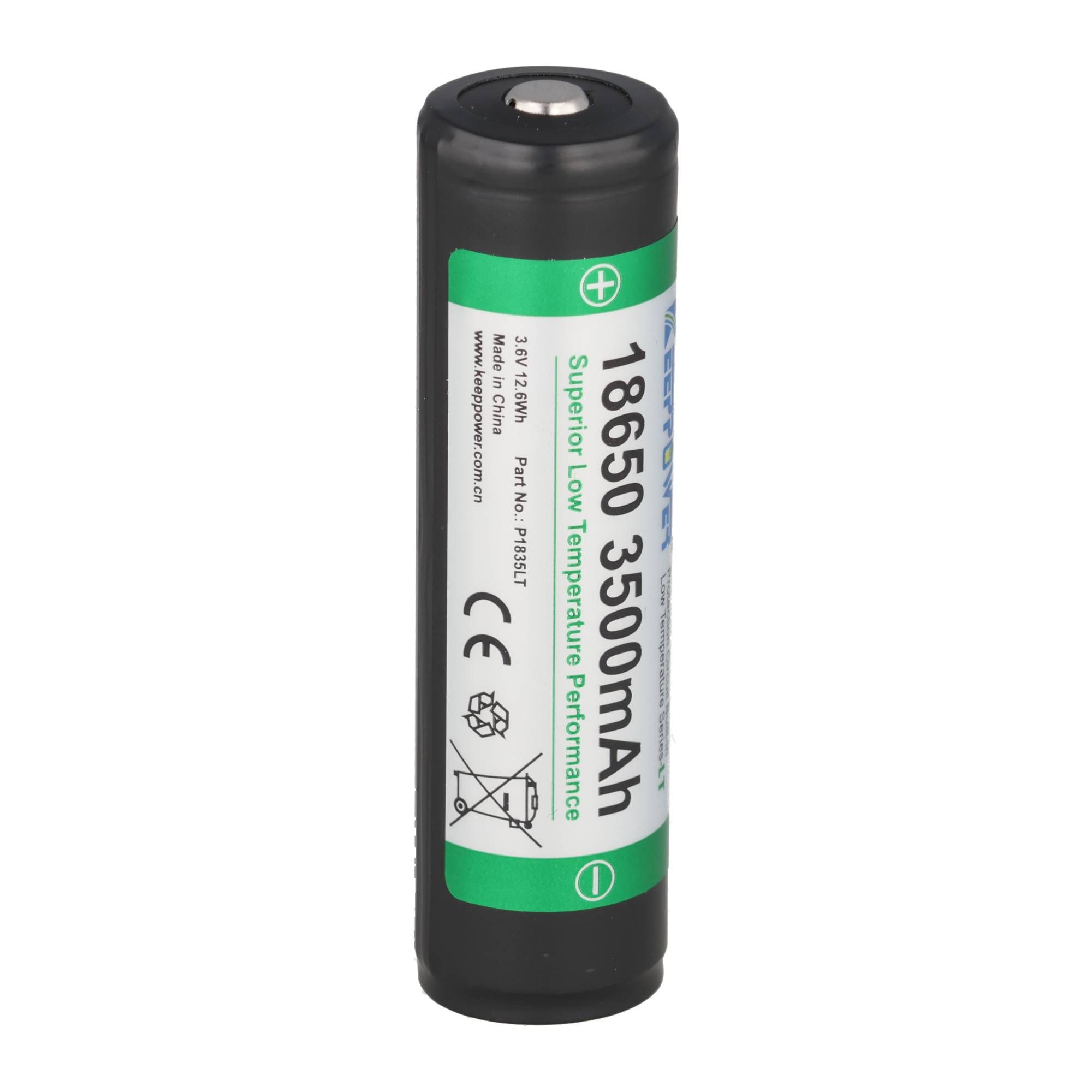 Keeppower 18650 Li-Ion-Akku 3500mAh Low Temperature 3,7V, 69,2x18,6mm, geschüt Akku 3500 mAh (3,7 V)