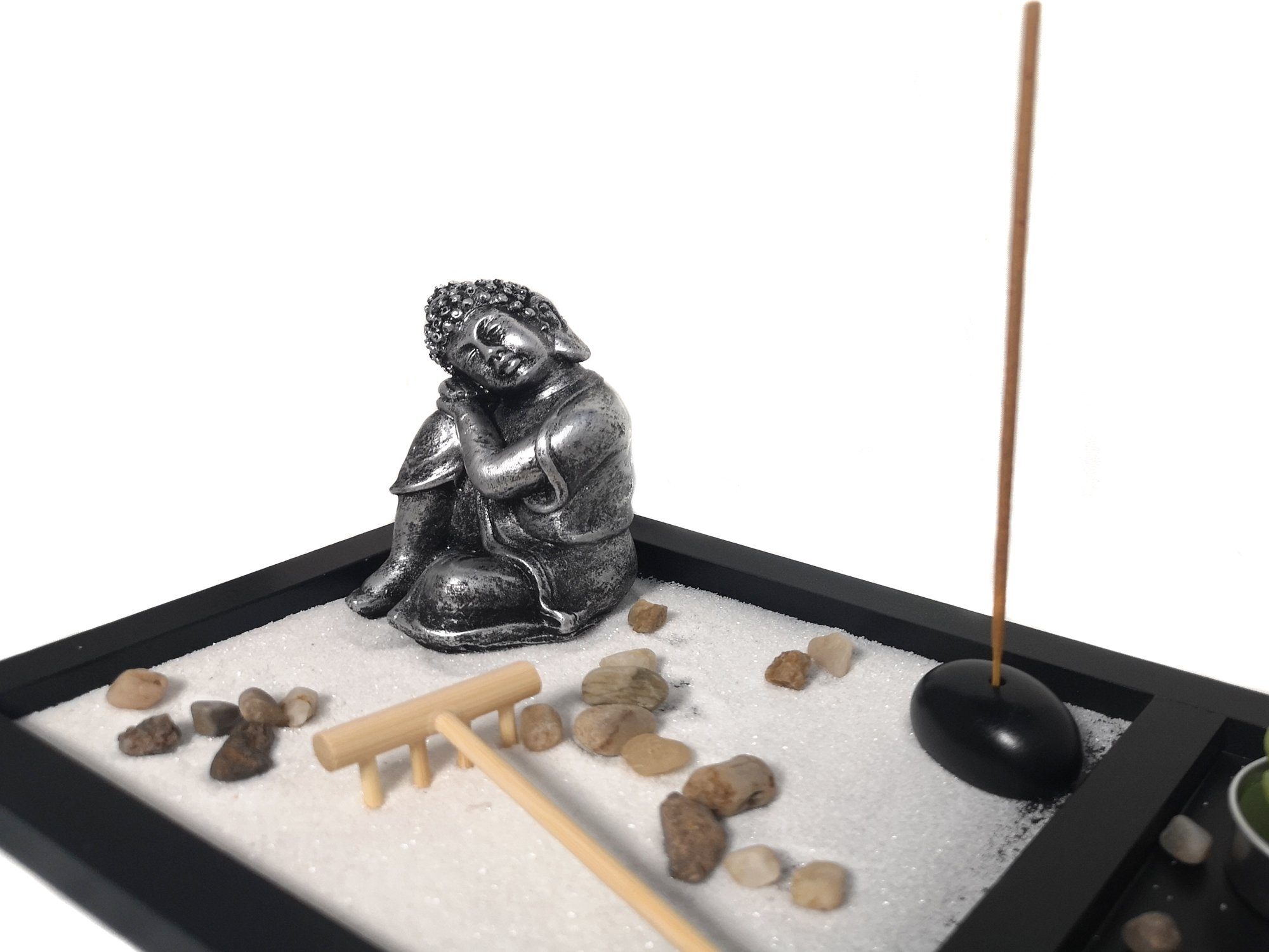 Yudu Dekofigur Zen-Garten mit Buddhafigur mit Teelicht Rauchstab Nr: YH072 – Bild 2 von 4