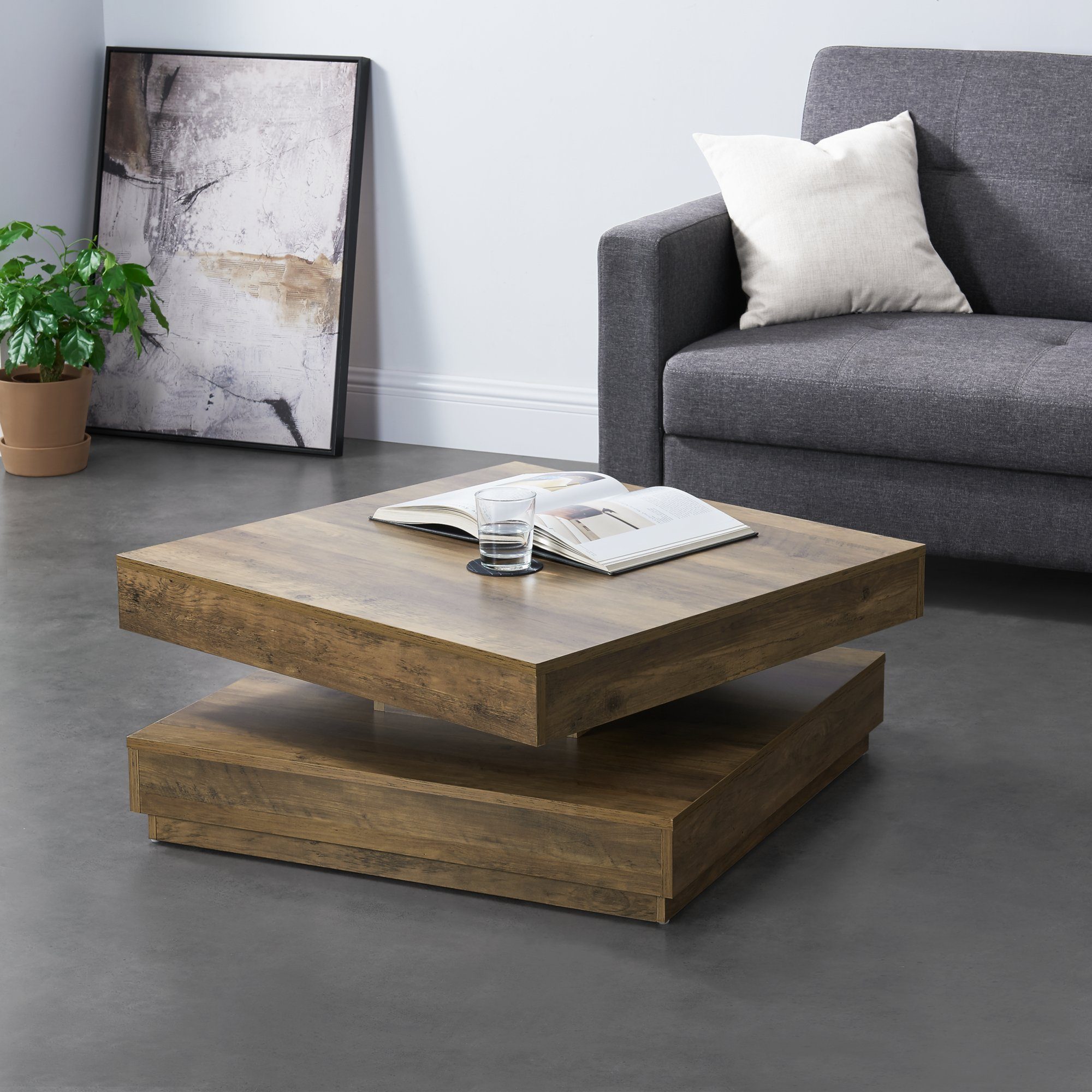 en.casa Couchtisch, »Florenz« Wohnzimmertisch drehbar 76x76x38cm günstig online kaufen