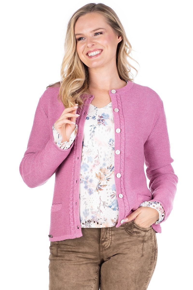 Hammerschmid Trachtenstrickjacke Trachten Strickjacke - FINNLAND - altrosa