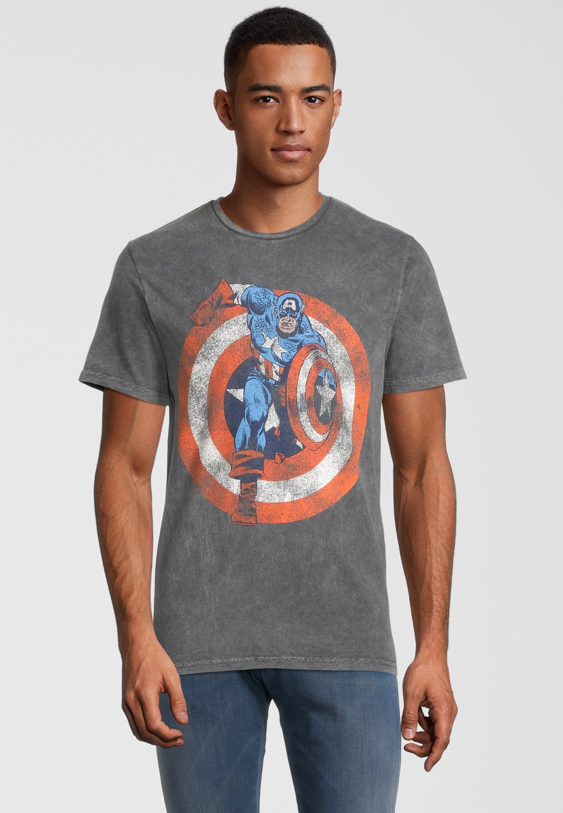 Recovered T-Shirt Marvel Captain America Shield GOTS zertifizierte Bio-Baumwolle
