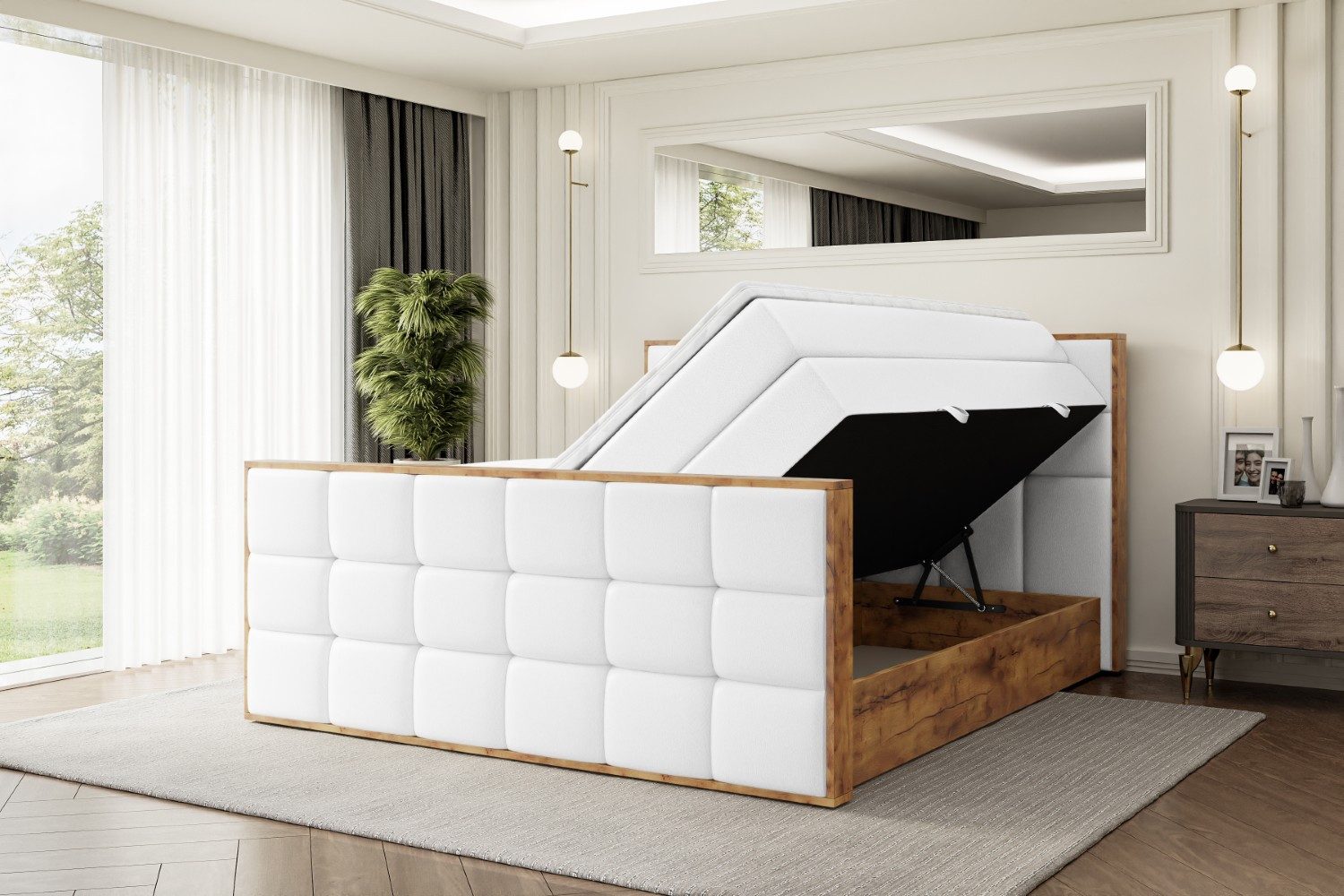 ALTDECOR Boxspringbett LOLLI2-Z KING (Multipocket-Matratze H4, H3 Matratze Bonellfederung, Topper, Kopfteil), Doppelbett mit Fußteil
