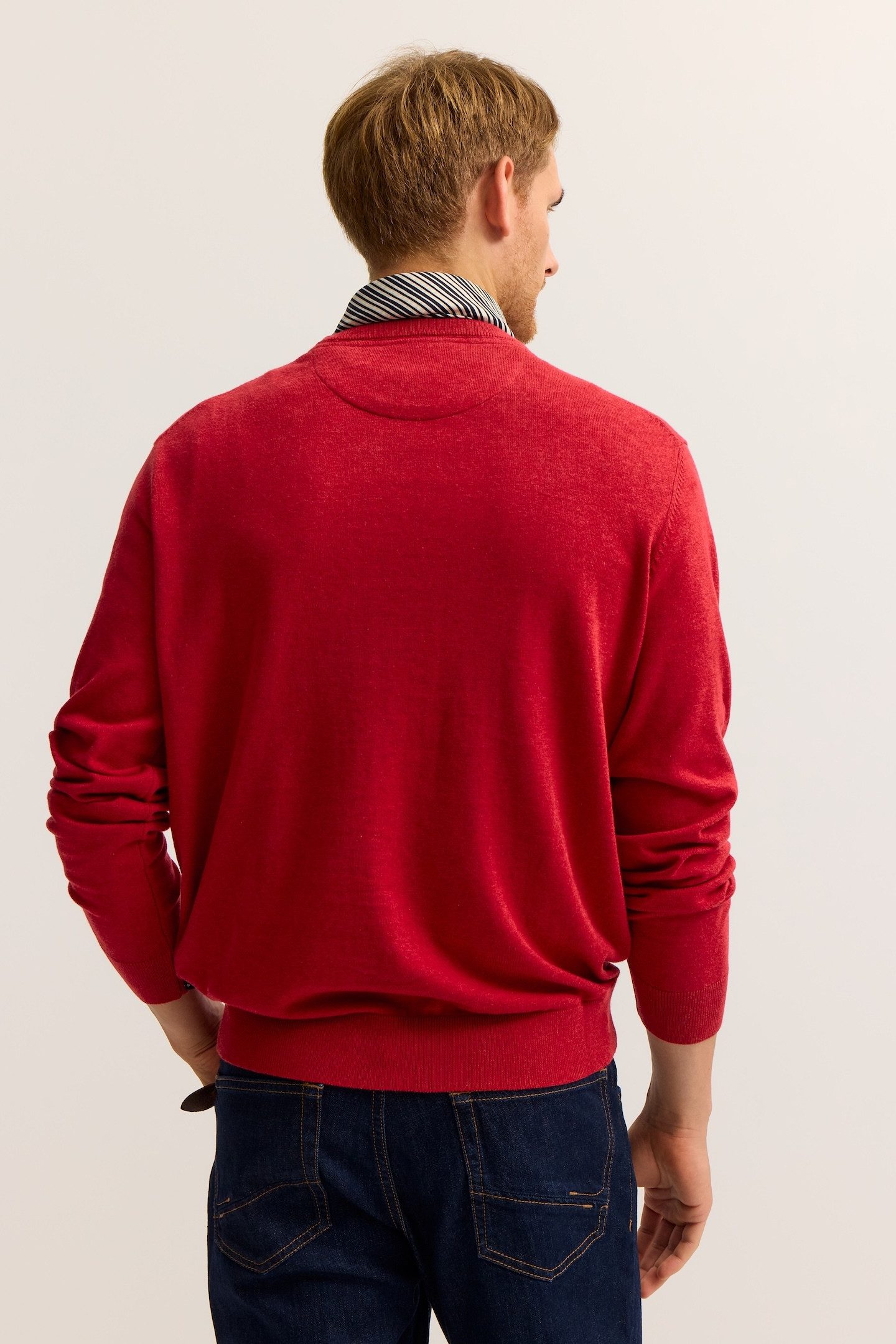 bugatti Rundhalspullover Regular Fit Basic Essential aus reiner Baumwolle