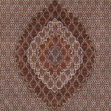 Orientteppich Perser - Täbriz - 341 x 251 cm - dunkelbraun, morgenland, rechteckig, Höhe: 10 mm, Wohnzimmer, Handgeknüpft, Einzelstück mit Zertifikat