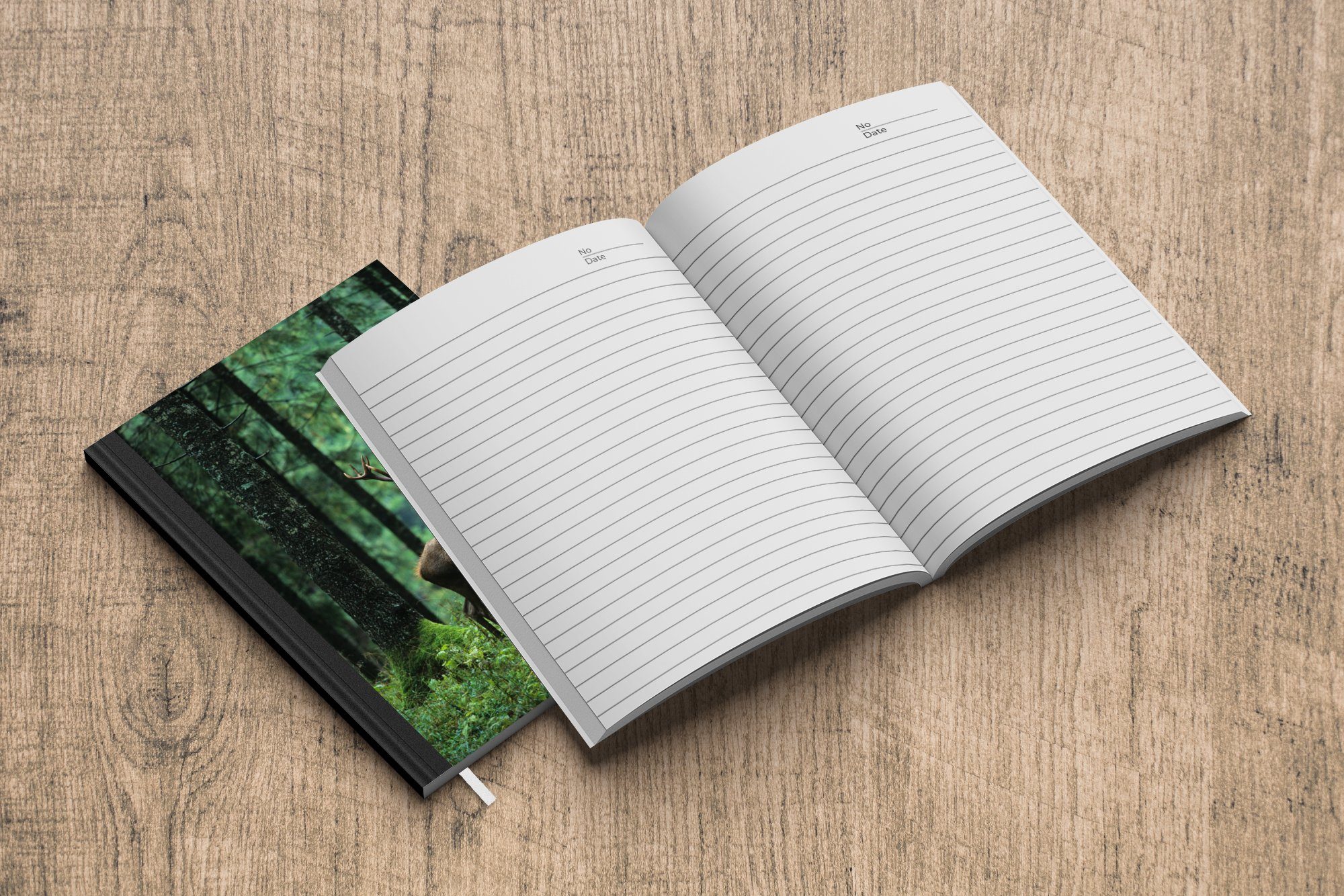 Wald - A5, Tagebuch, Natur, Seiten, MuchoWow Tiere Merkzettel, - Haushaltsbuch Notizbuch - Notizheft, 98 - Journal, Hirsche Bäume