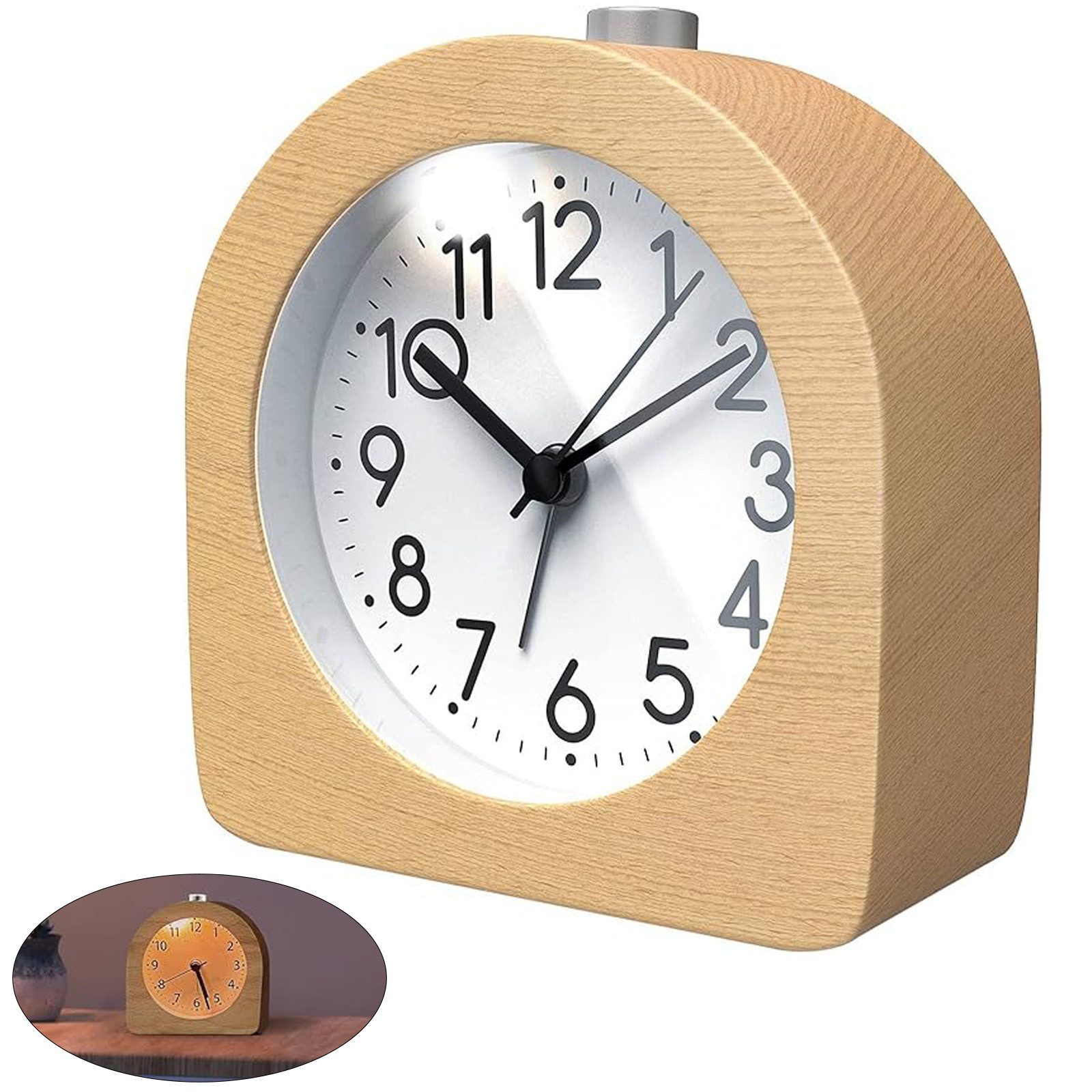 MODFU Wecker Analog Alarm Uhr Holz Tischuhr Retro Nachttischwecker Reisewec günstig online kaufen