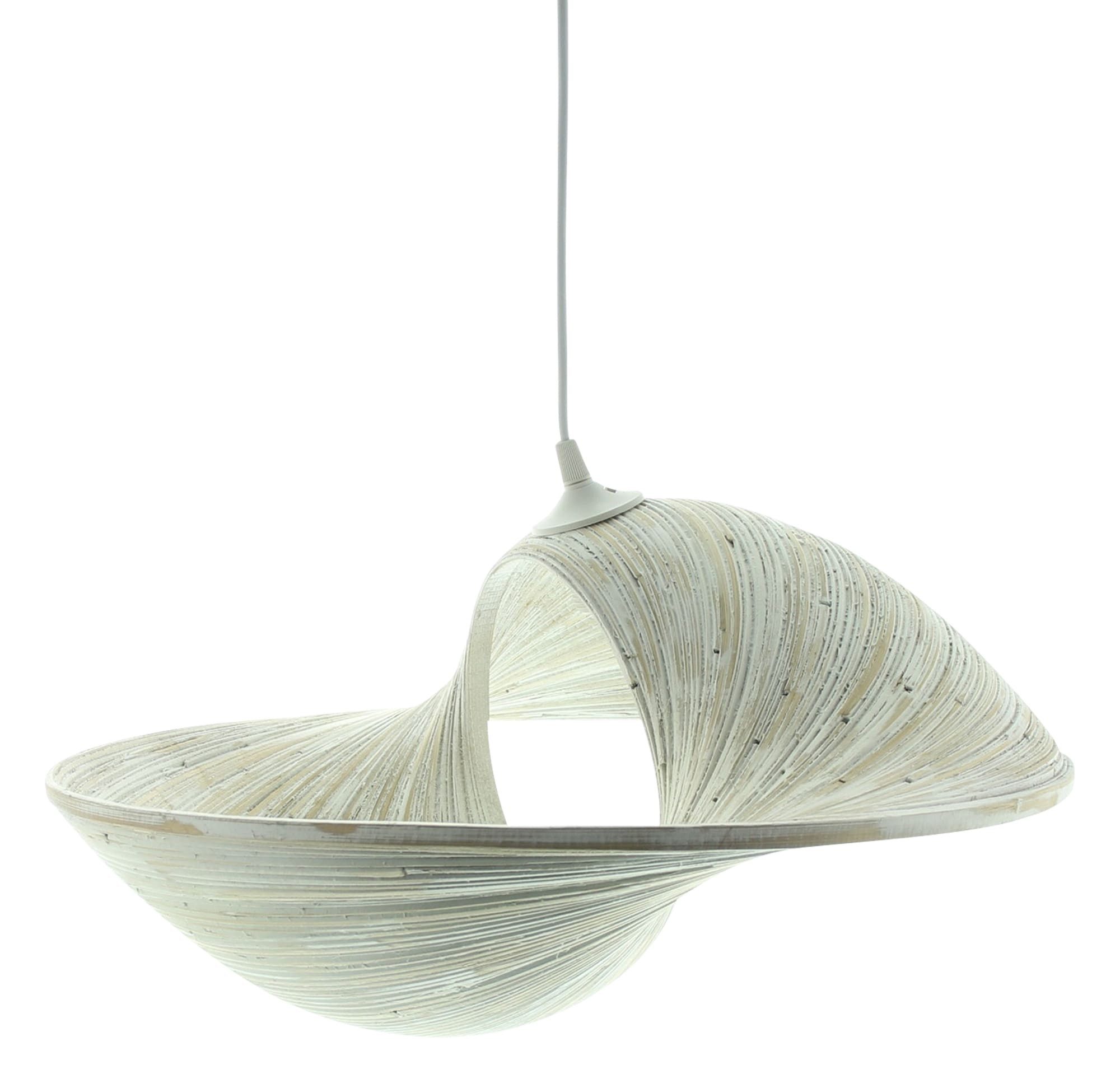 Dekoleidenschaft Pendelleuchte "Swing" aus Bambus, weiß, Hängelampe, Pendellampe, Deckenlampe, Lampe, ohne Leuchtmittel, für Wohnzimmer, Küche, Esstisch