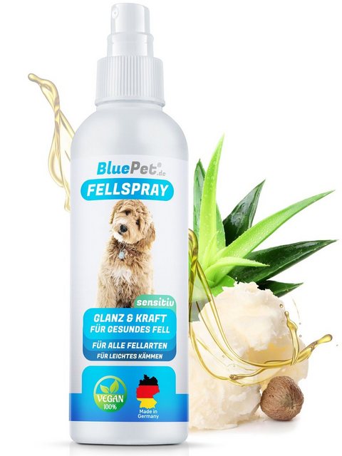 BluePet Fellpflege „FellFein“ Fellspray, 200 ml, Made in Germany, 100% Vegan, ohne Farbstoffe, Silikone oder Duftstoffe