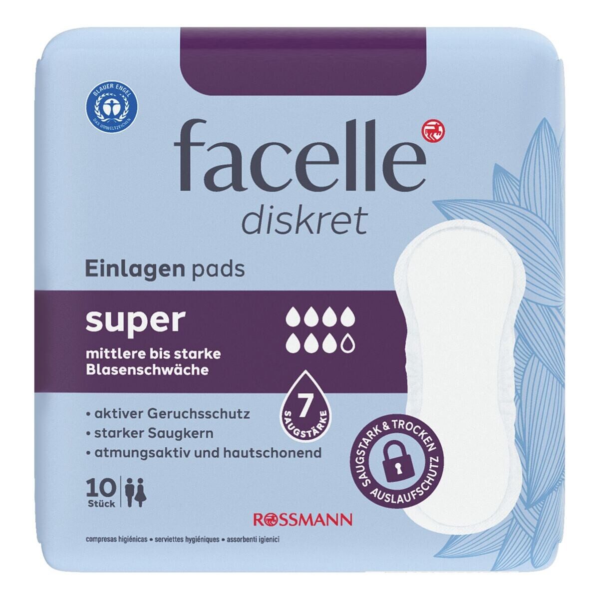 facelle Inkontinenz-Einlage super, 7, 10-St., Saugstärke 7