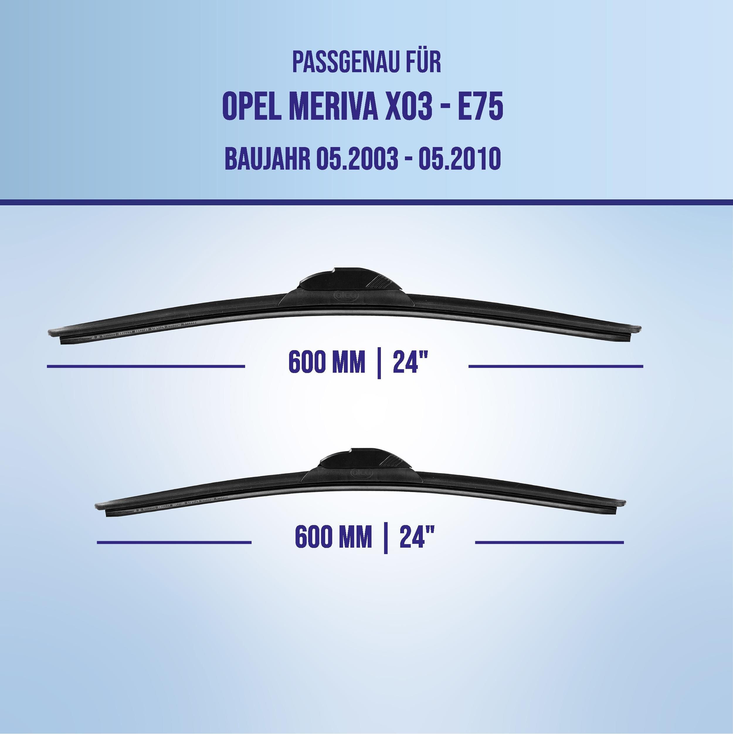 alca Scheibenwischblätter passend für OPEL MERIVA, 05.2003 - 05.2010, Frontscheibe, (Packung, 2-St., Scheibenwischer), mit Nano Graphit Beschichtung