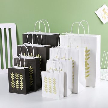 FIDDY Geschenkpapier Grüne Blattzweig-Papiergeschenktüten und Partygeschenktüten, (12St), in verschiedenen Größen, geeignet für Hochzeiten, Geburtstage.