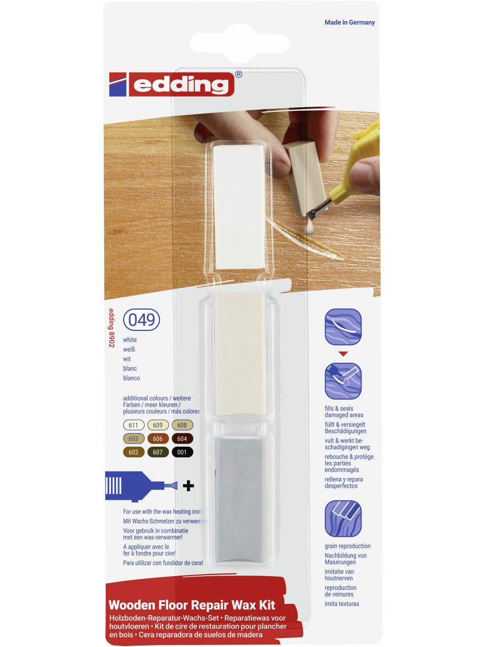 edding Boden-Reparaturset Edding Holzboden-Reparaturwachs-Set 8902 weiß