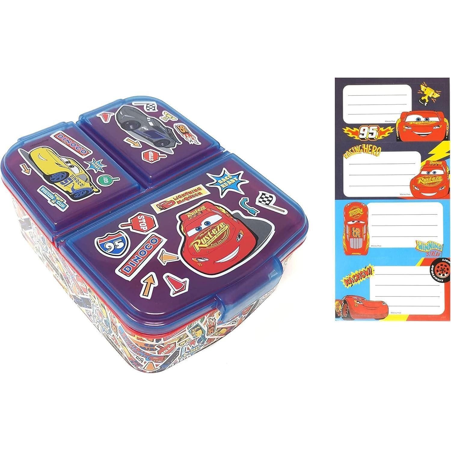 LuxusKollektion Lunchbox Brotdose Kinder Lunchbox Fächer BPAfrei Namensaufkleber Cars