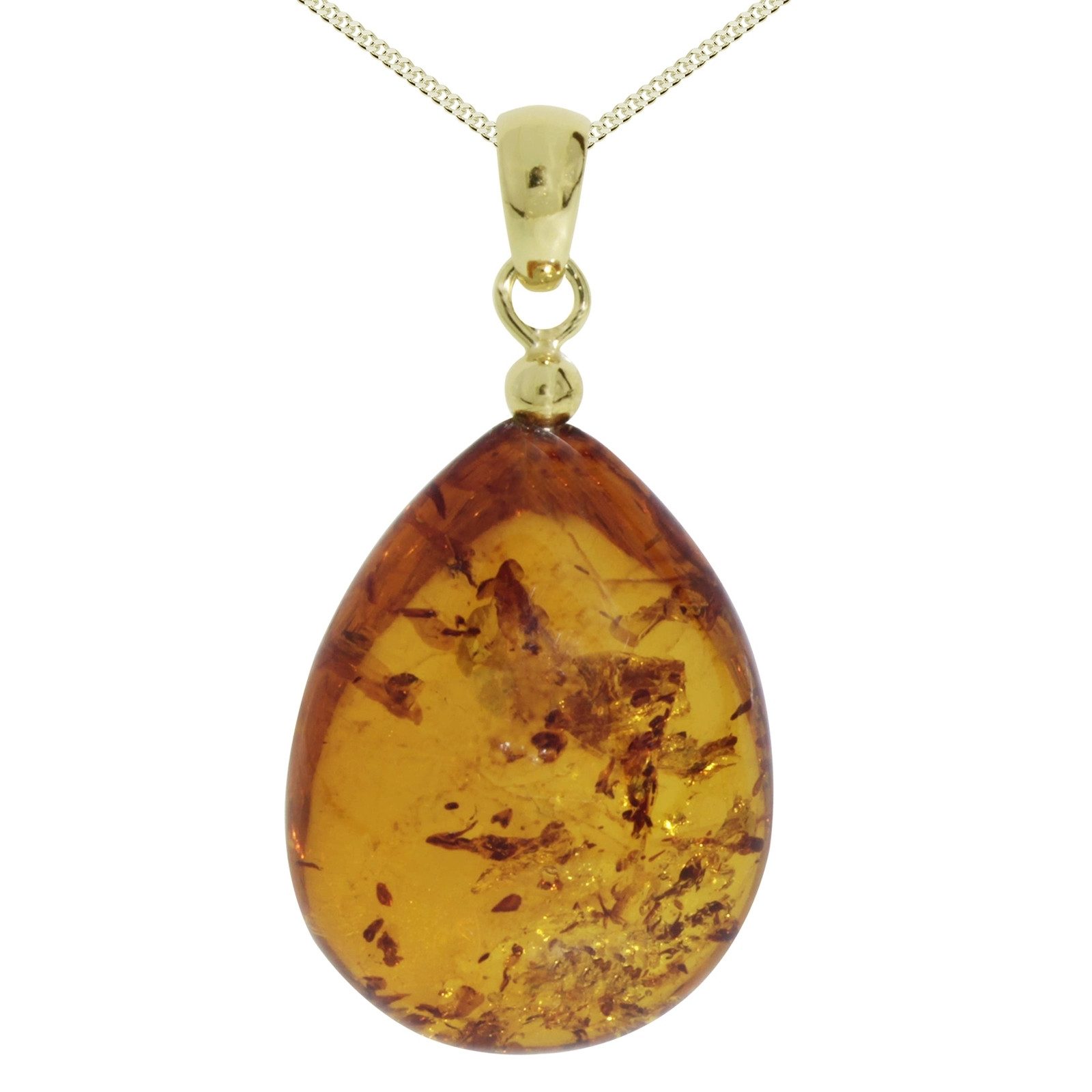 Kette mit Anhänger Ostsee-Schmuck Kette mit Anhänger Tropfen ca. 34 mm lang