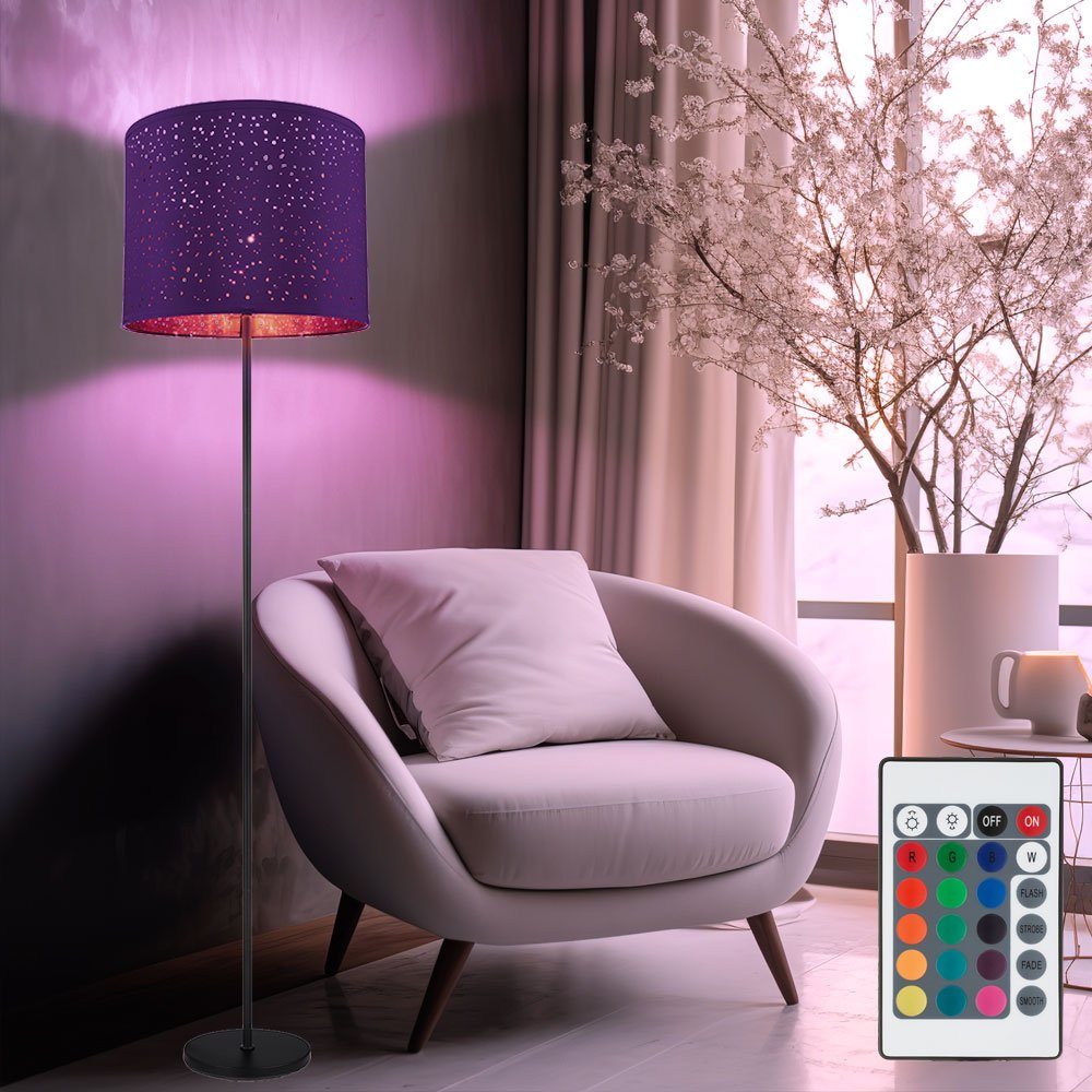 Globo LED Warmweiß, Stehleuchte Textil Farbwechsel, Leuchtmittel cm inklusive, 40 blau Schlafzimmerlampe Musterstanzungen D Stehlampe