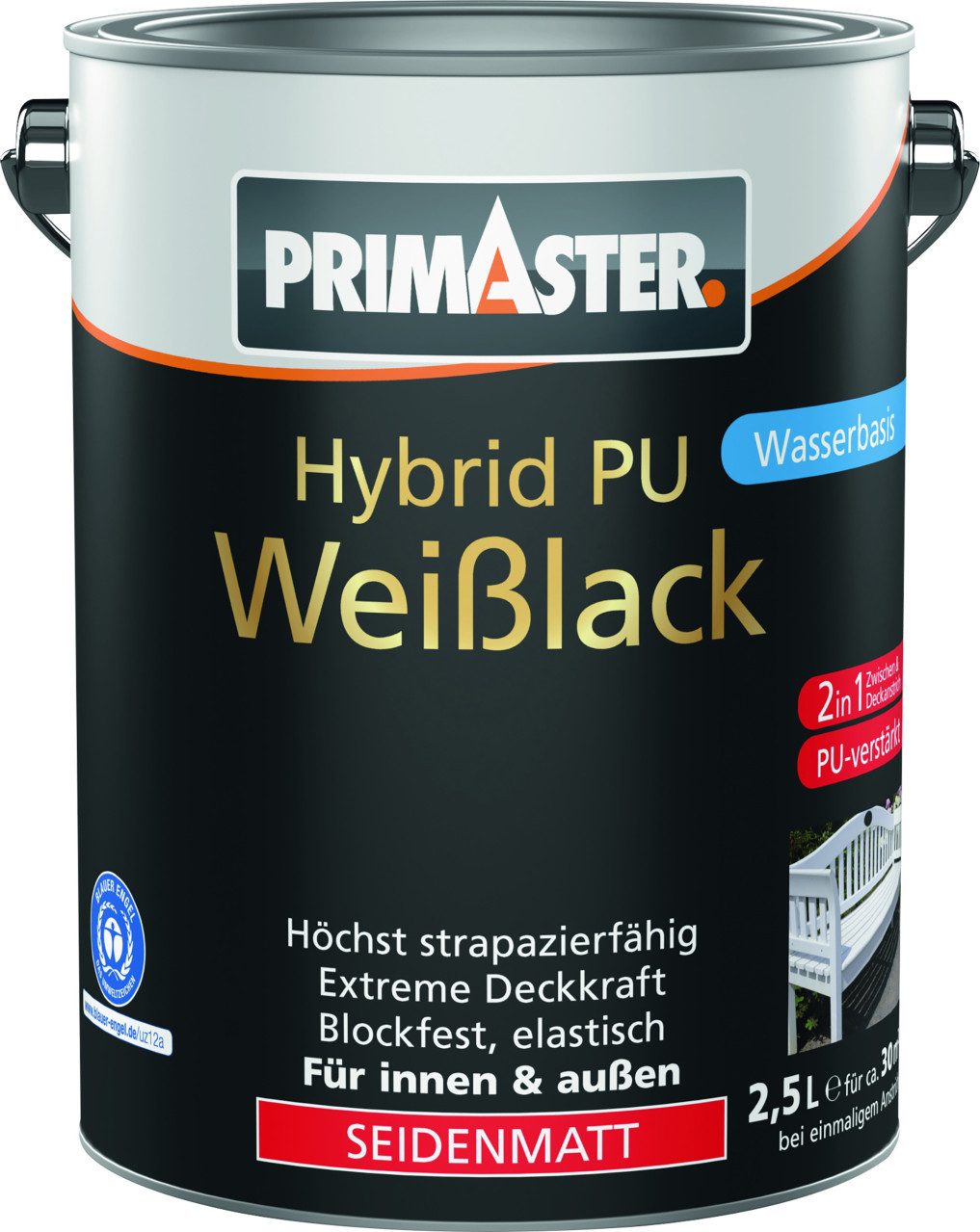 Primaster Weißlack Primaster Hybrid PU-Weißlack weiß seidenmatt 2,5 L