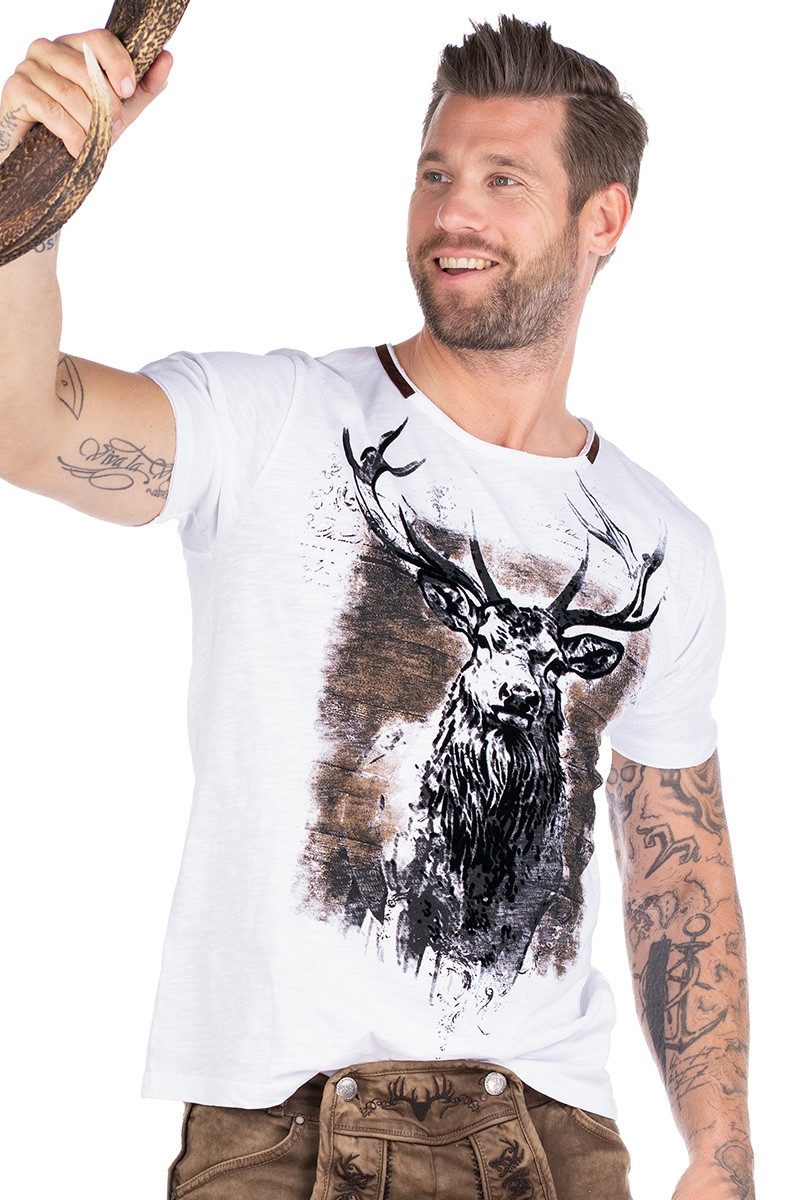 Hangowear Trachtenshirt Trachtenshirt Herren - GUMPERT - weiß