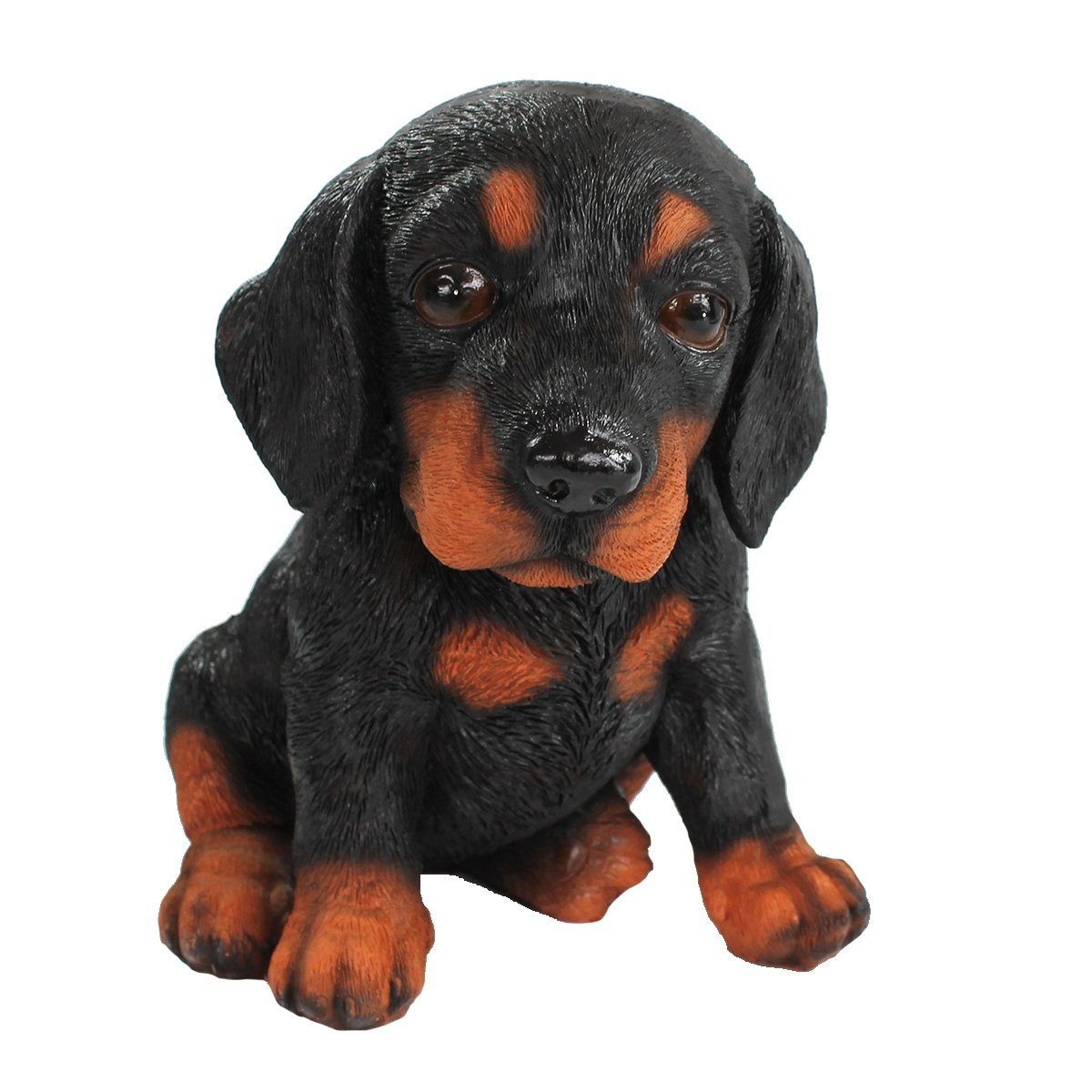 colourliving Tierfigur Hunde Figur Dackel Welpe sitzend Dackel Figur  Hundefigur, handbemalt, wetterfest, lebensecht wirkend