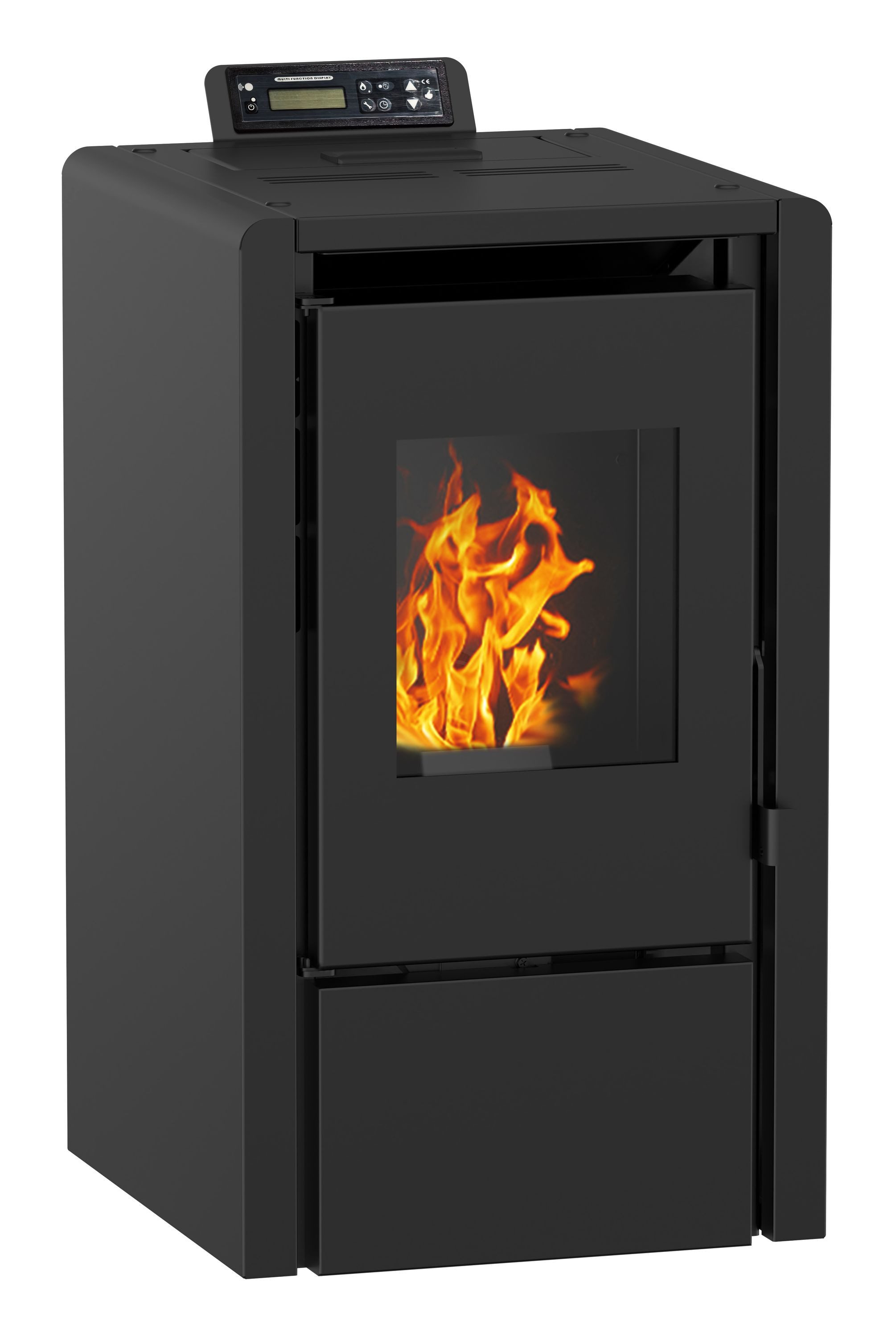 NEMAXX Pelletofen PC5 Schwarz 5,3 kW – kompakte Raumheizung bis 120 m³ – platzsparend, (Manuelle Steuerung, Überhitzungsschutz, Unterdrucksicherung, Autoabschaltung, Wi-Fi Ready (optional), einfache Handhabung, zuverlässiger Heizbetrieb, effizient