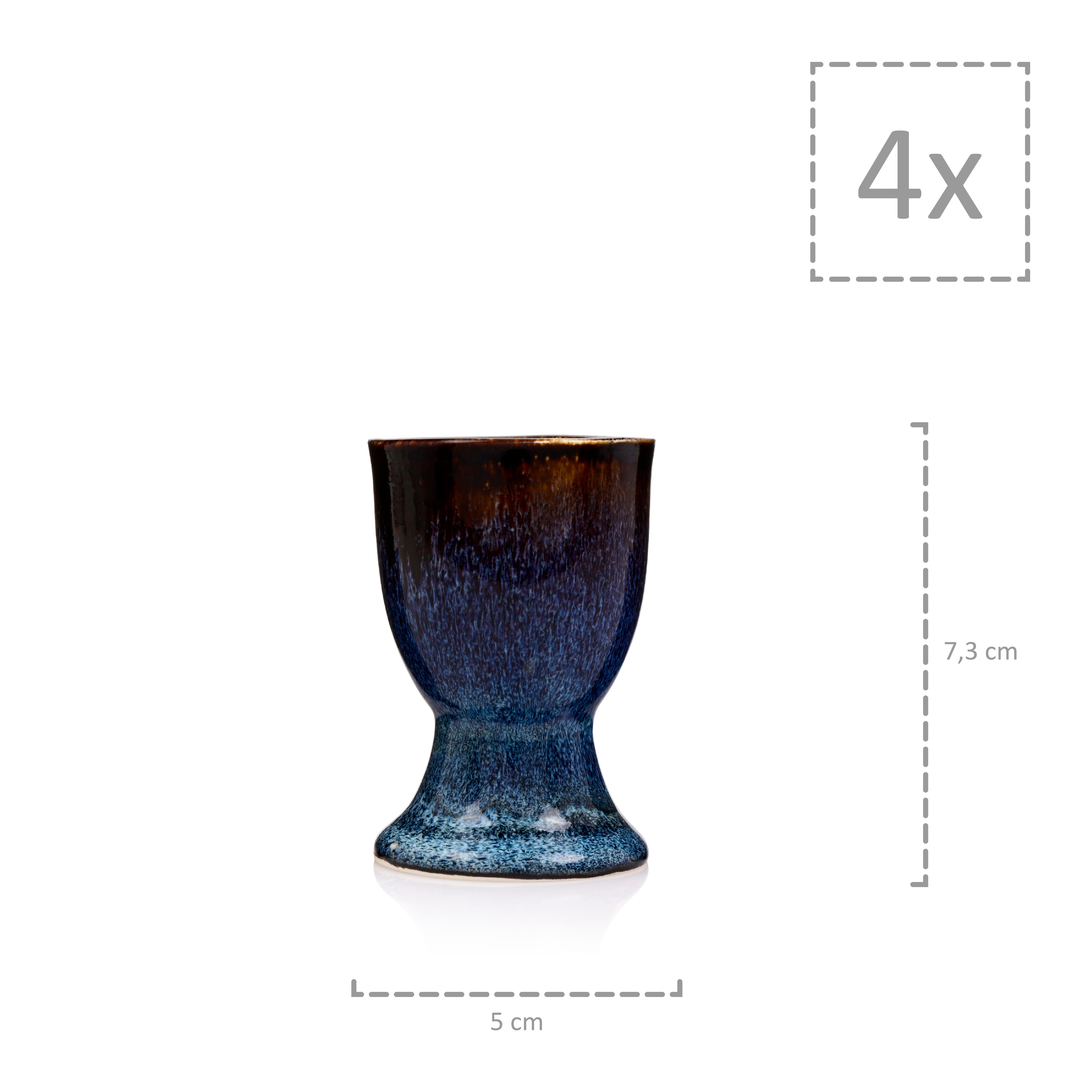 SÄNGER Eierbecher Tokio, (4-tlg., Eierhalter), Blau Schwarz, Handmade, Premium Collection