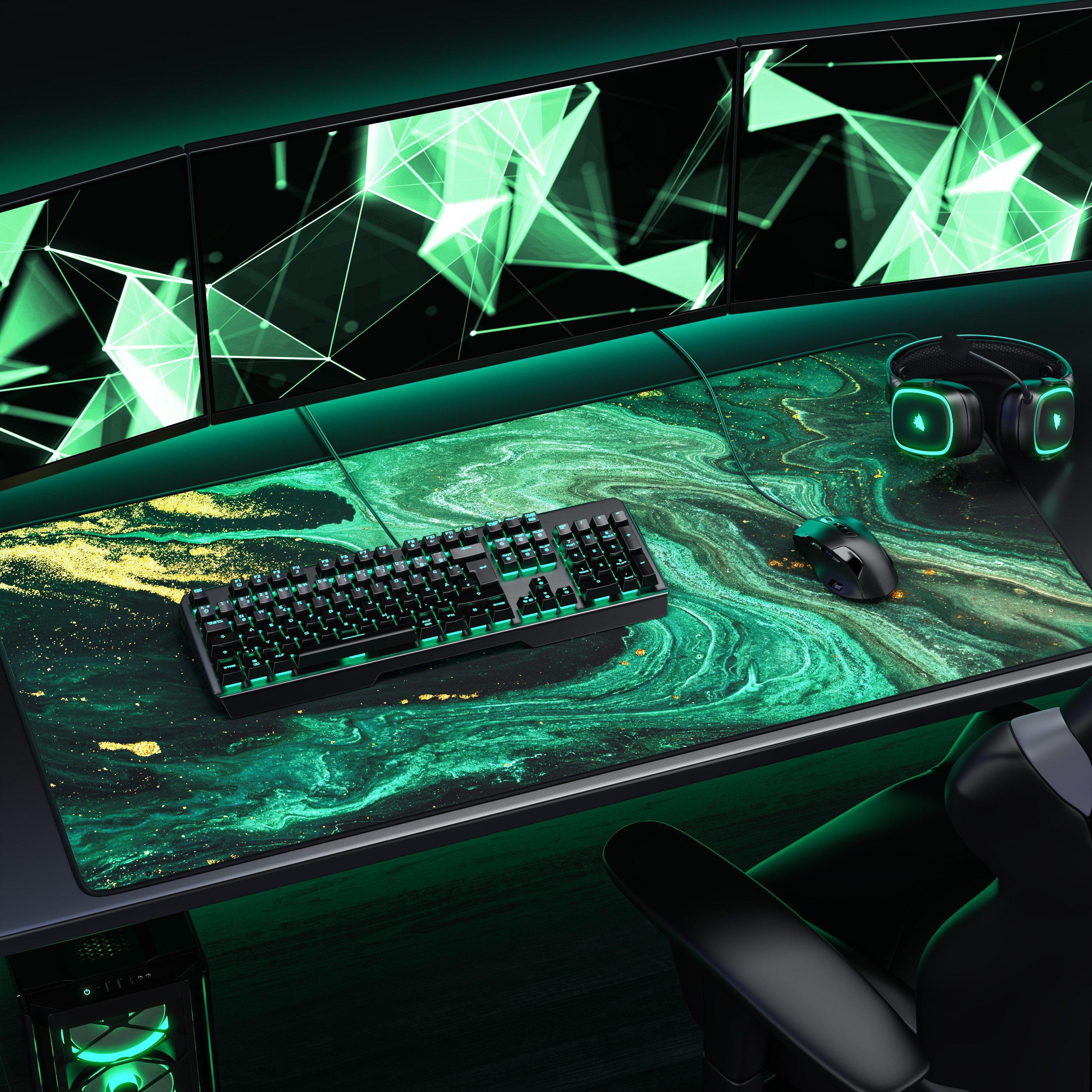 Titanwolf Gaming Mauspad XXXL Speed Mousepad 1200 x 600 x 3 mm, große Schreibtischauflage (1-St), rutschfest, abwaschbar, Geschwindigkeit & Präzision, Marmor Gr – Bild 5 von 5