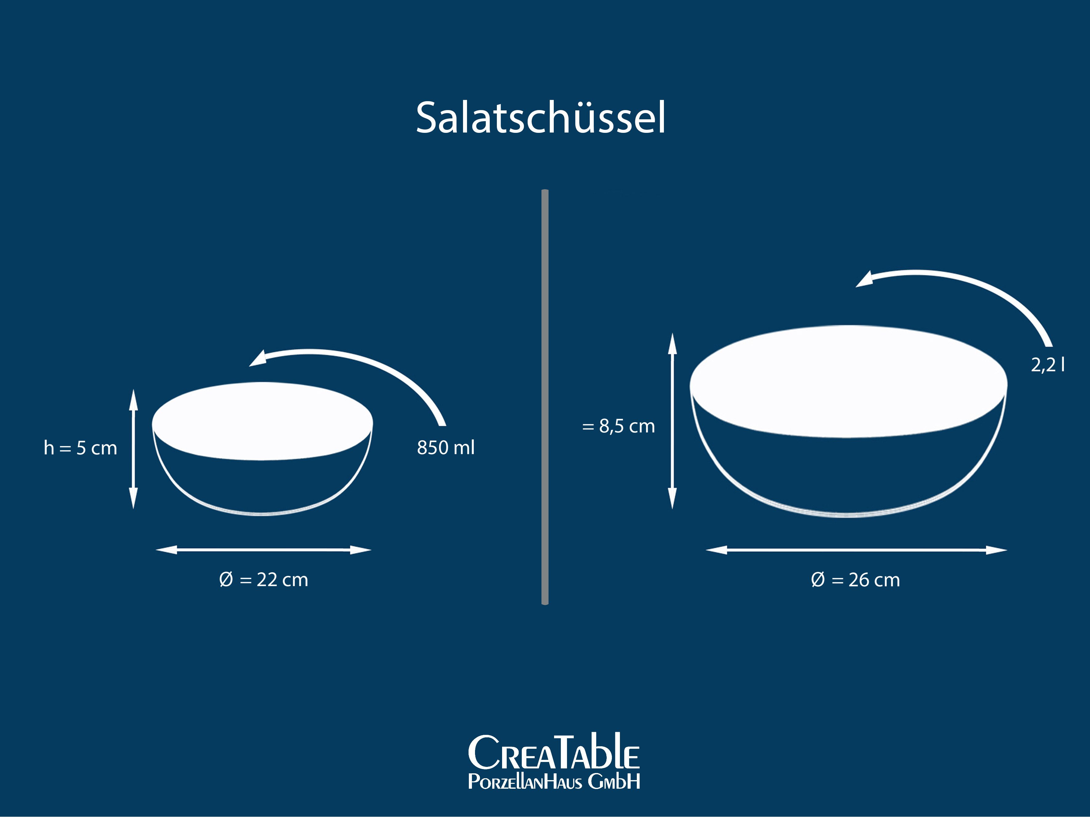 CreaTable Salatschüssel Uno, Steinzeug, (Set, 2-tlg), Vintage-Look, Ø 26 cm, Made in Europe