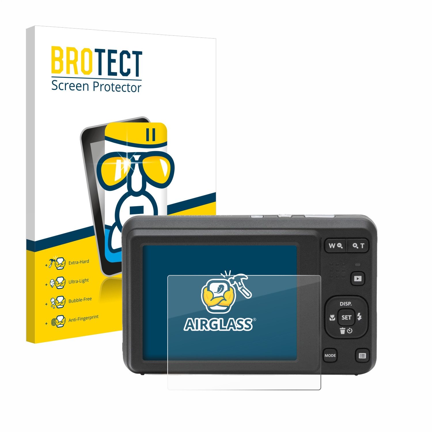 BROTECT Displayschutzglas Folie für Kodak Pixpro FZ55, Schutzfolie Glas Panzer Display Schutz klar