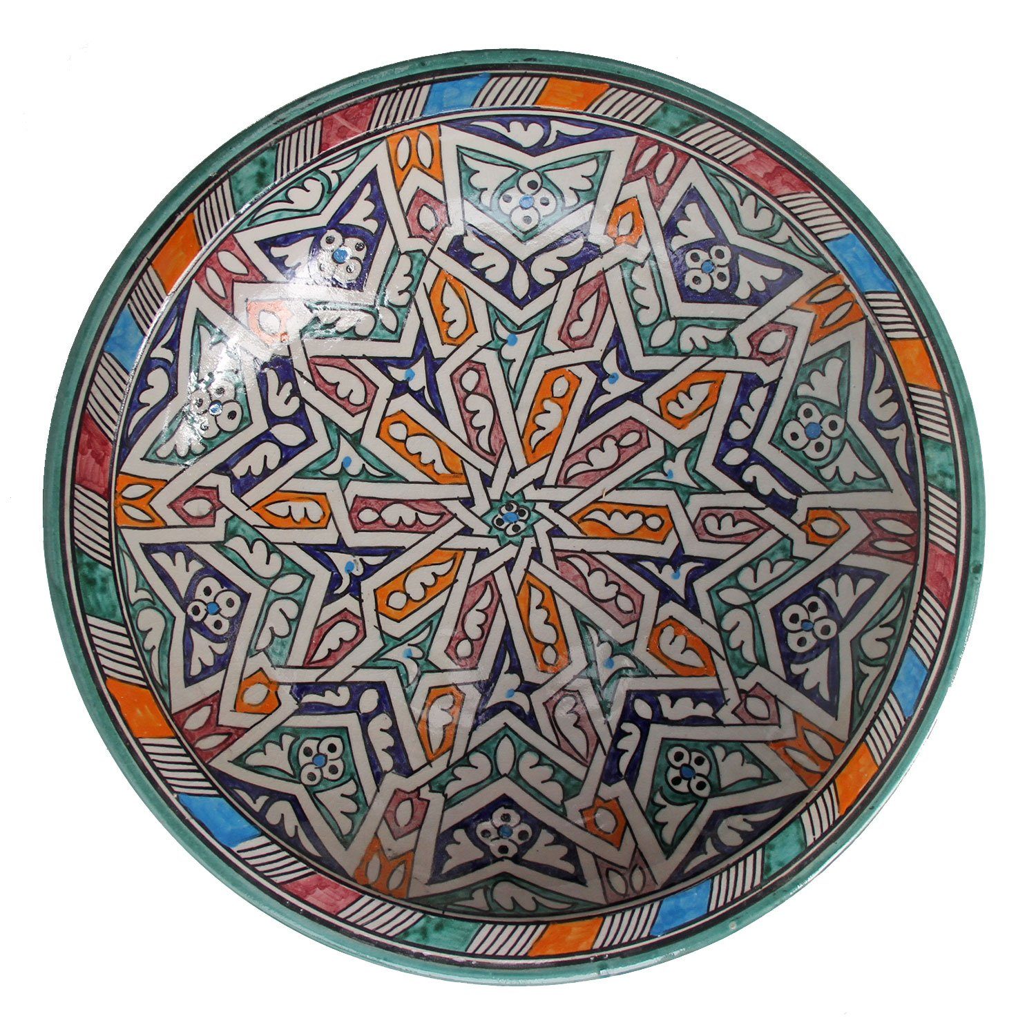 Casa Moro Dekoschale Casa Moro Orientalischer Keramik Teller F024 Schale bunt Ø 34 cm (handbemalte Keramikschale, Weihnachtsdeko), Obstschale Servierschale KSF024