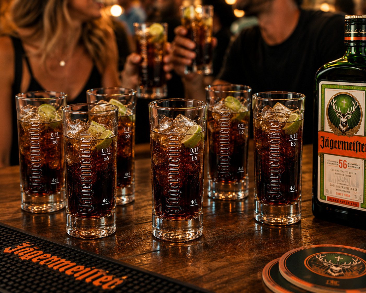 Jägermeister Longdrinkglas Original Longdrinkglas 0,1 L 6er Set, 6-tlg., 6 Longdrinkgläser mit 4cl Eicchung