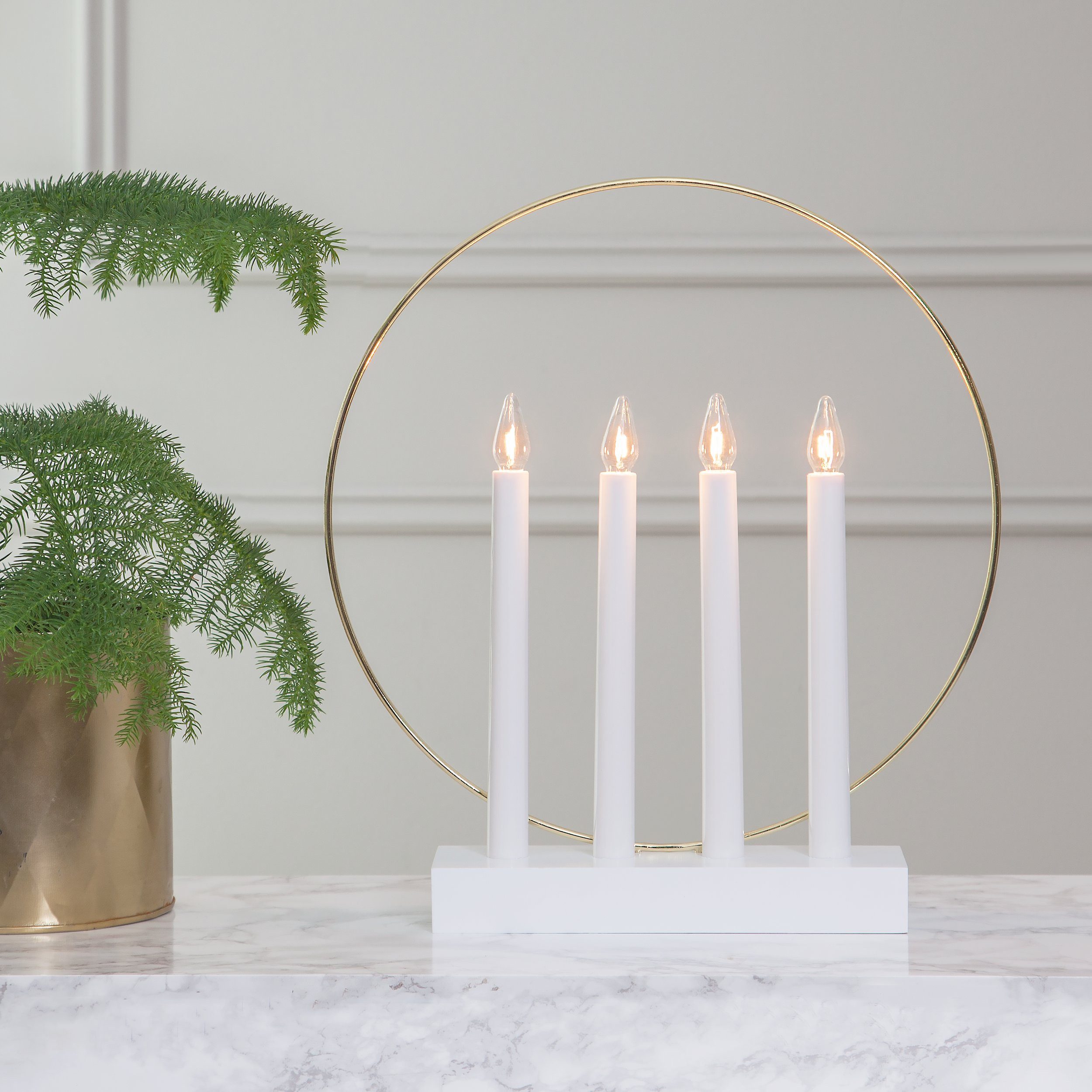 EGLO Kerzenständer Glossy, LED Fenster- Lichterbogen Weihnachten, mit dekorativem Ring und Kabel