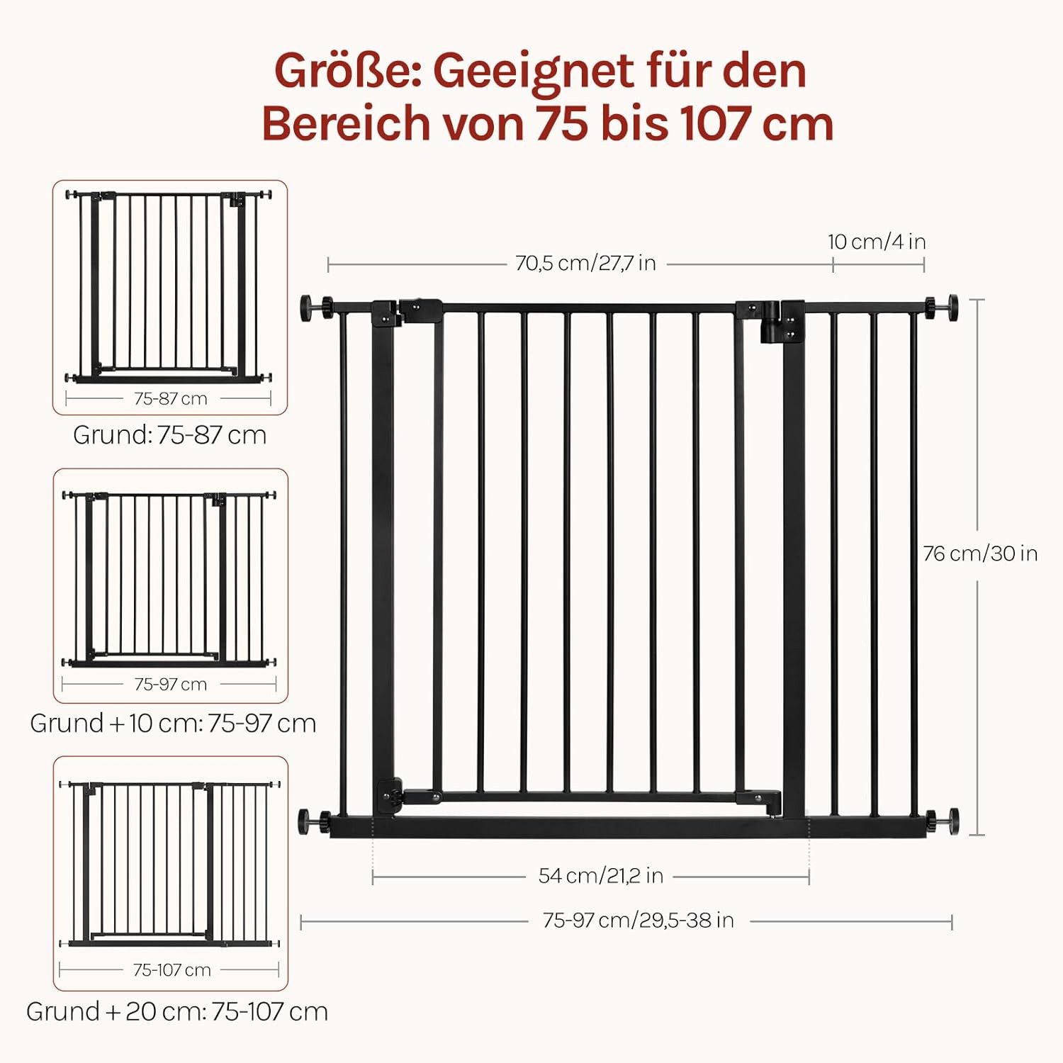 Woltu Treppenschutzgitter (1 St), inkl. 10 cm Verlängerung, 75-97 cm