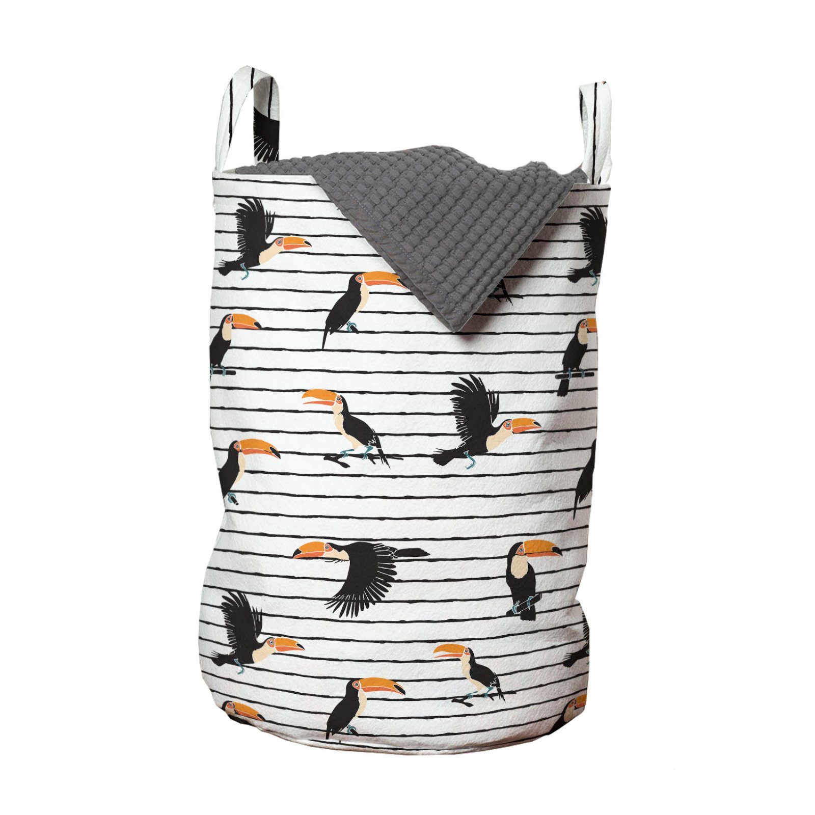 Abakuhaus Wäschesäckchen Wäschekorb mit Griffen Kordelzugverschluss für Waschsalons, Tropisch Exotische Vögel Toucan Tier