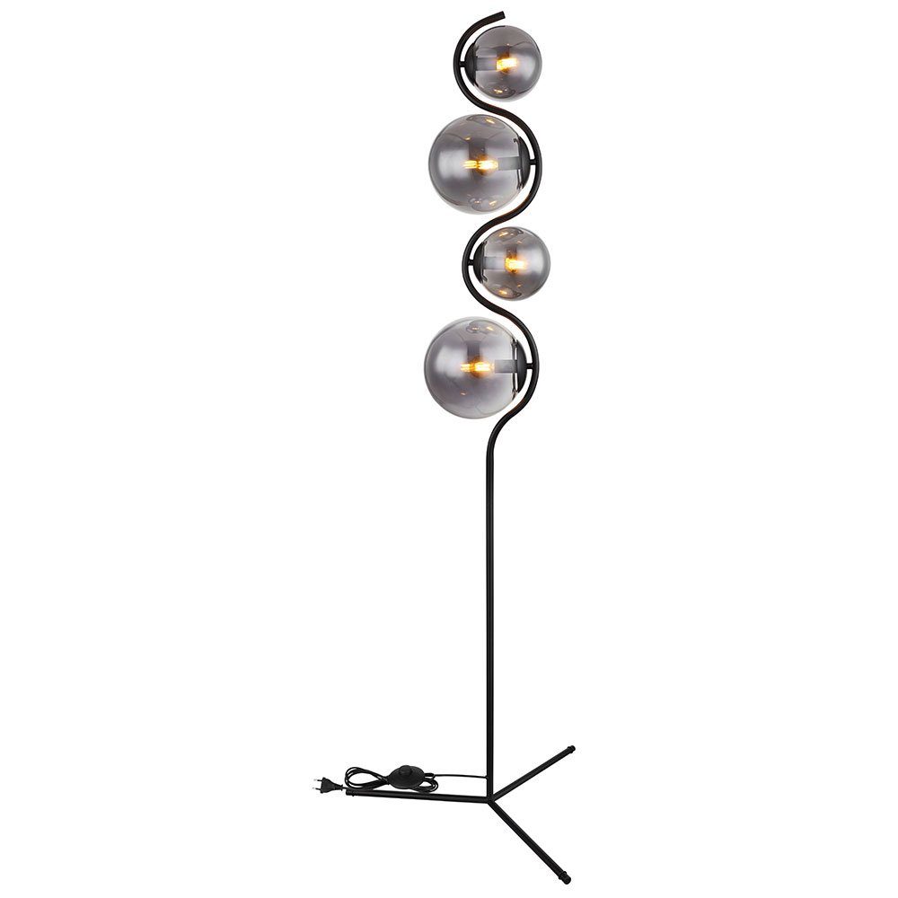 etc-shop Stehlampe nicht 4-Flammig Glas Metall inklusive, Wohnzimmerleuchte Standleuchte Stehlampe, Leuchtmittel